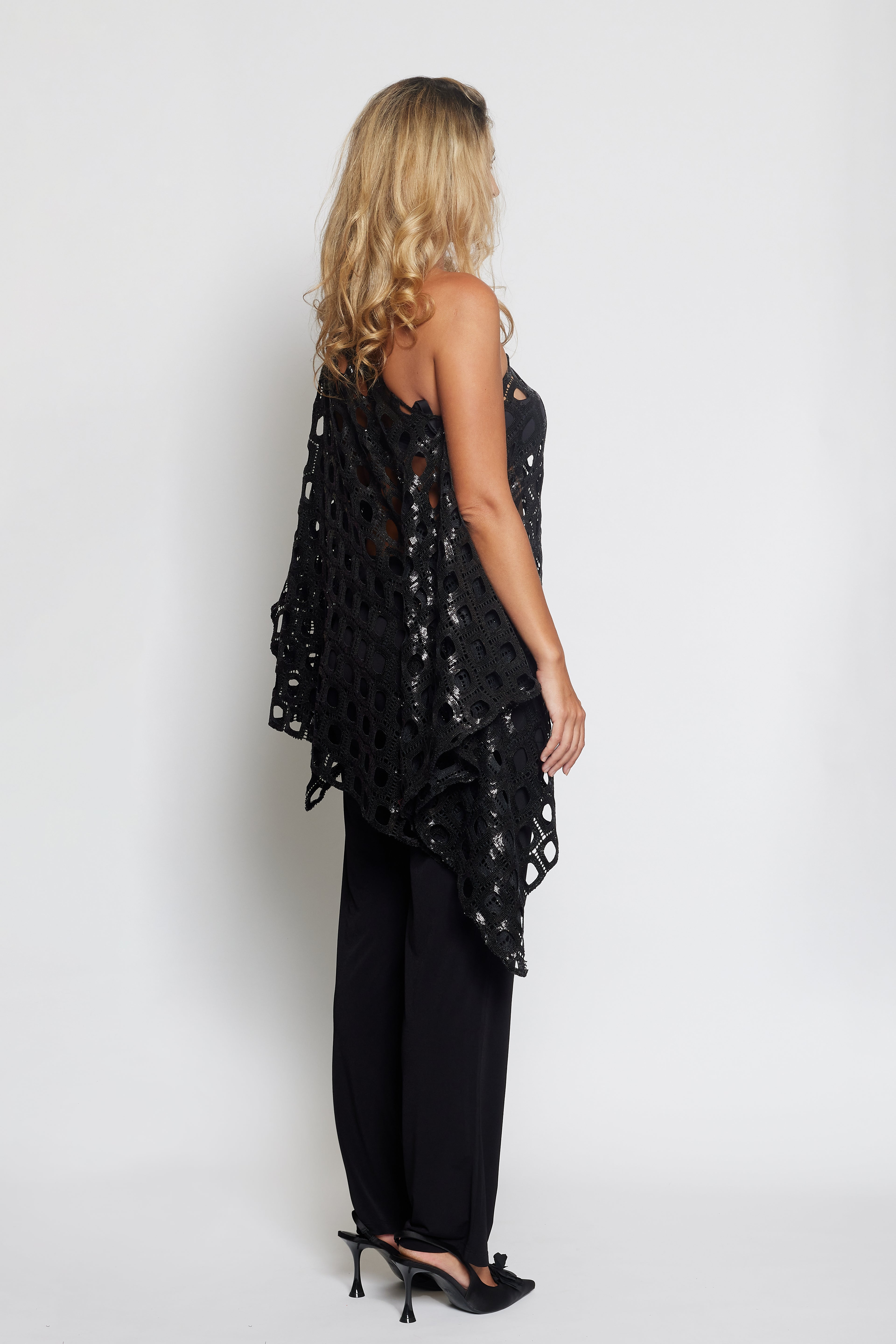 Black Sequin Poncho