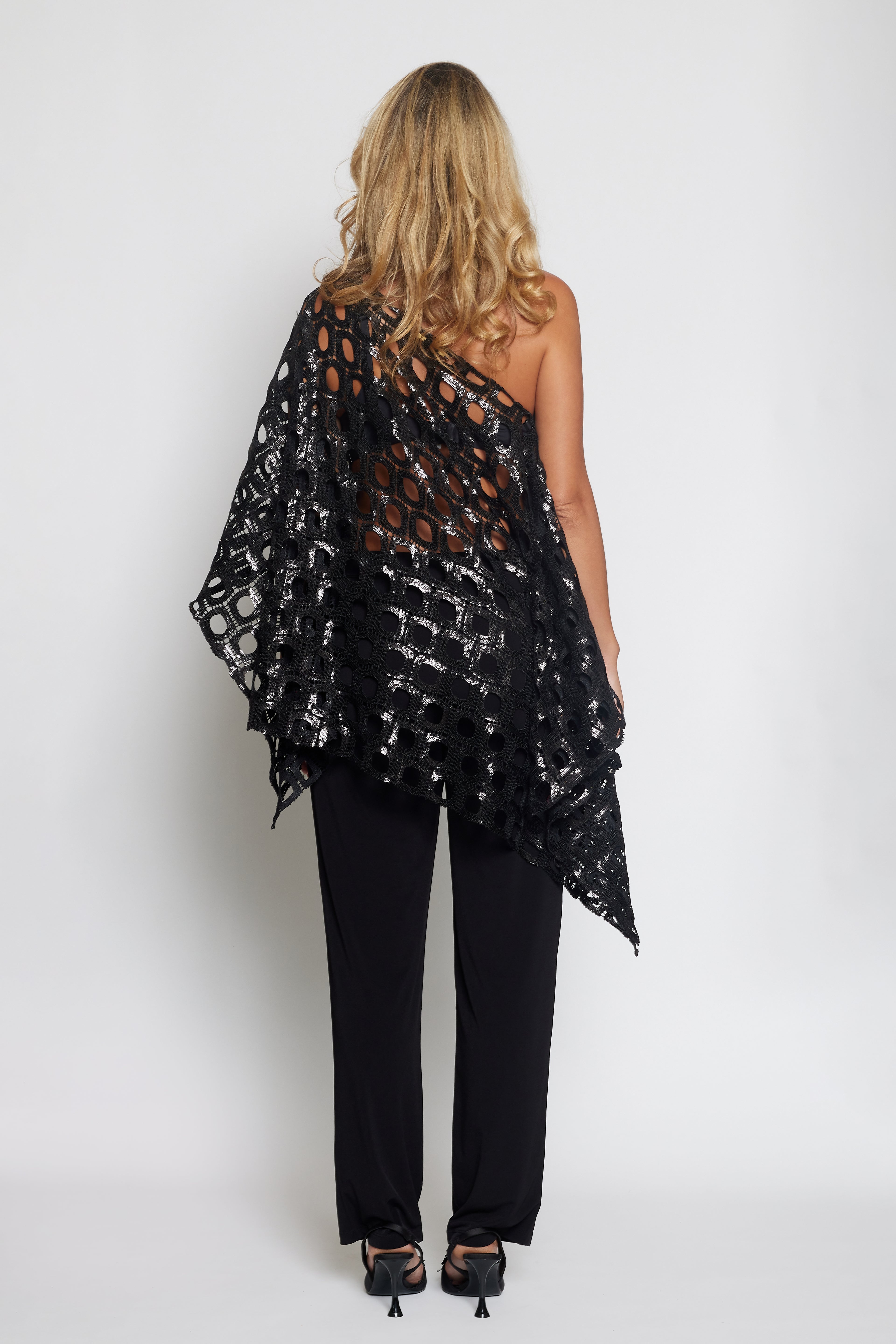 Black Sequin Poncho