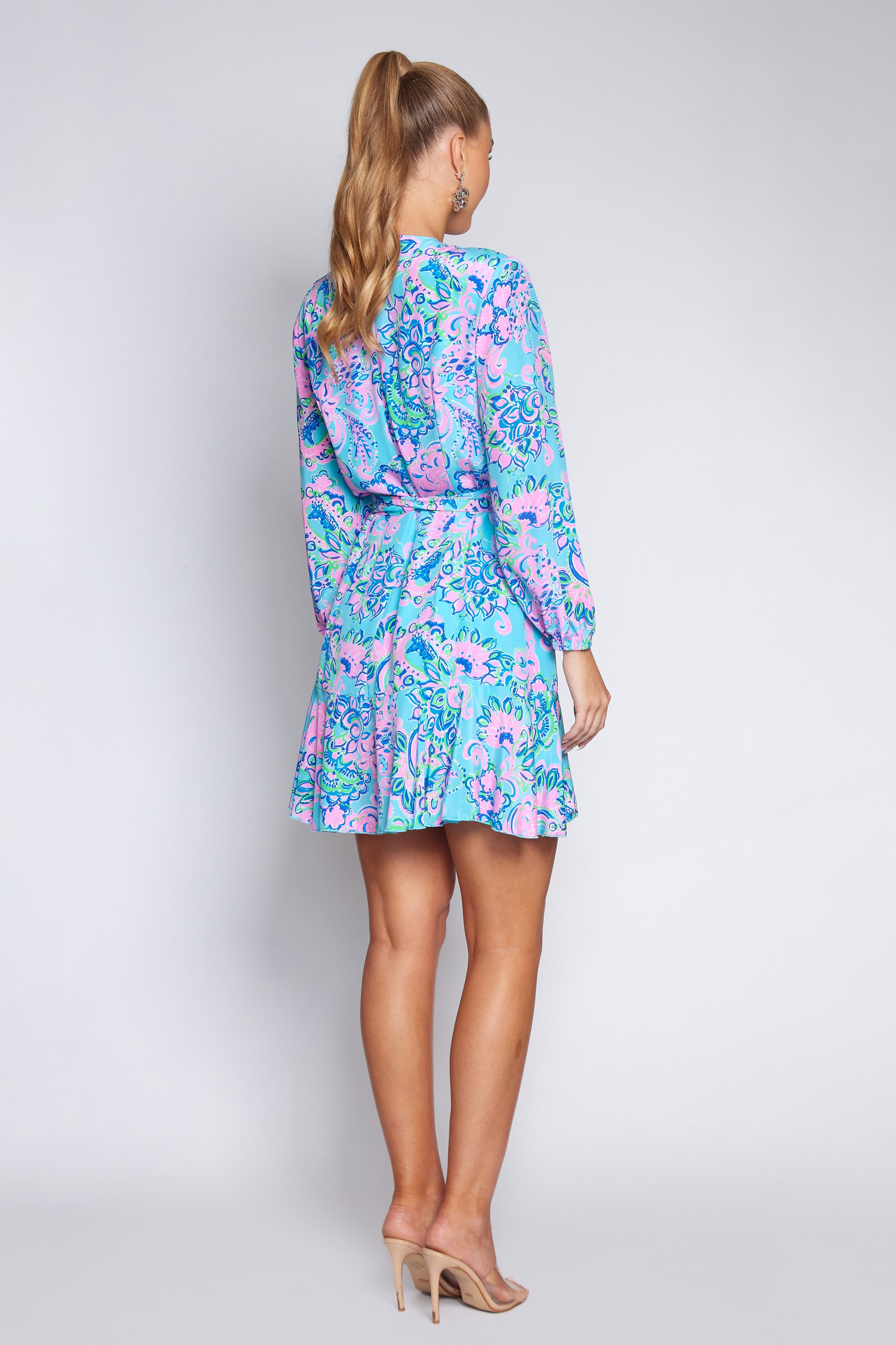 Amalfi Blue and Pink Wrap dress (Short)