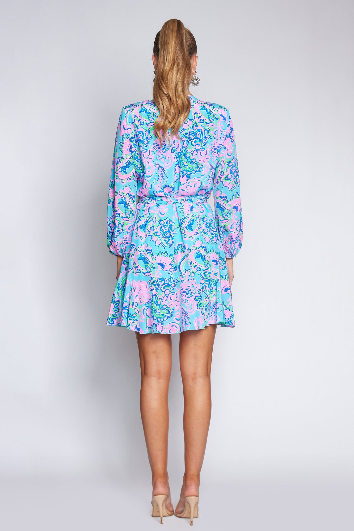 Amalfi Blue and Pink Wrap dress (Short)