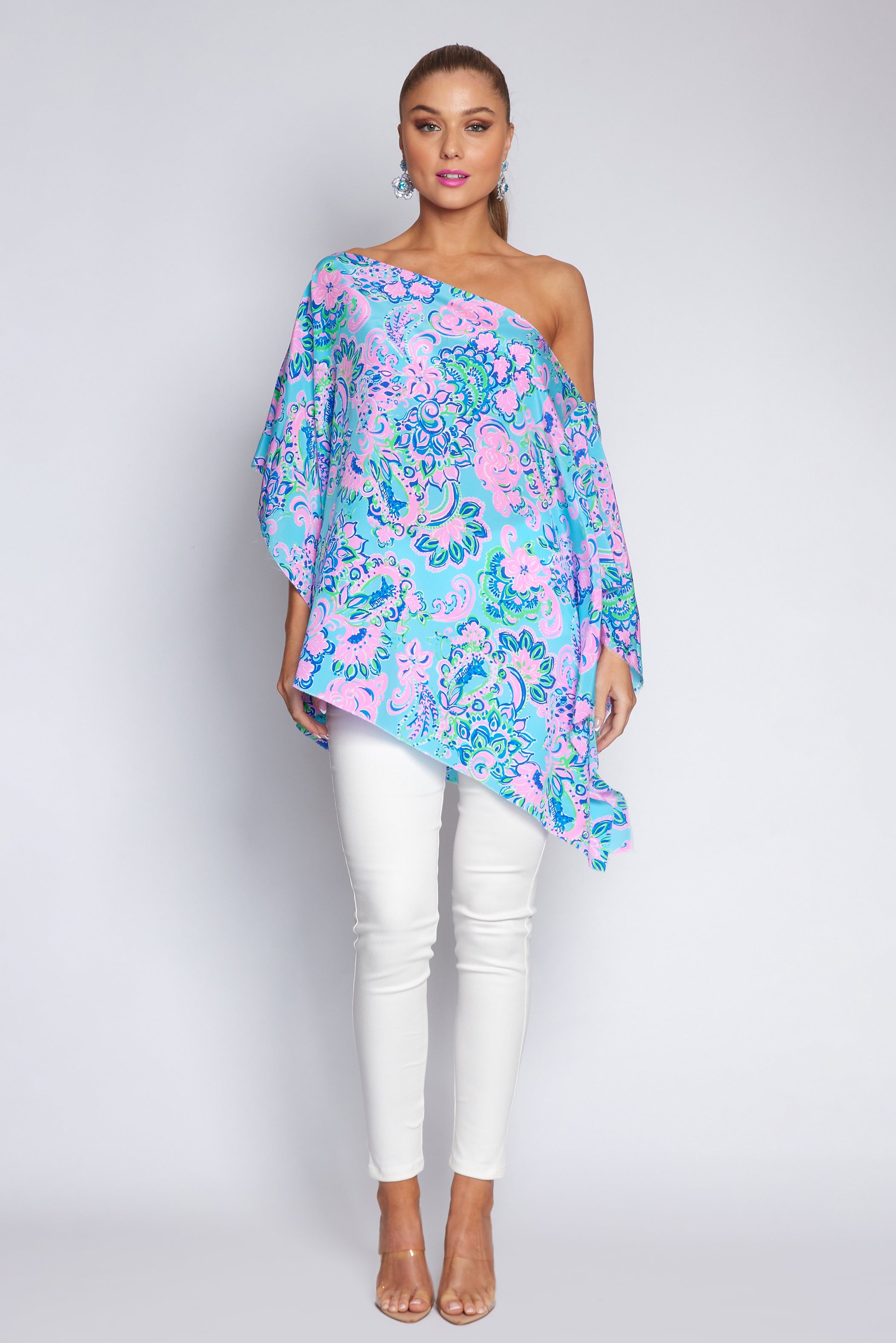 Amalfi Blue and Pink Poncho