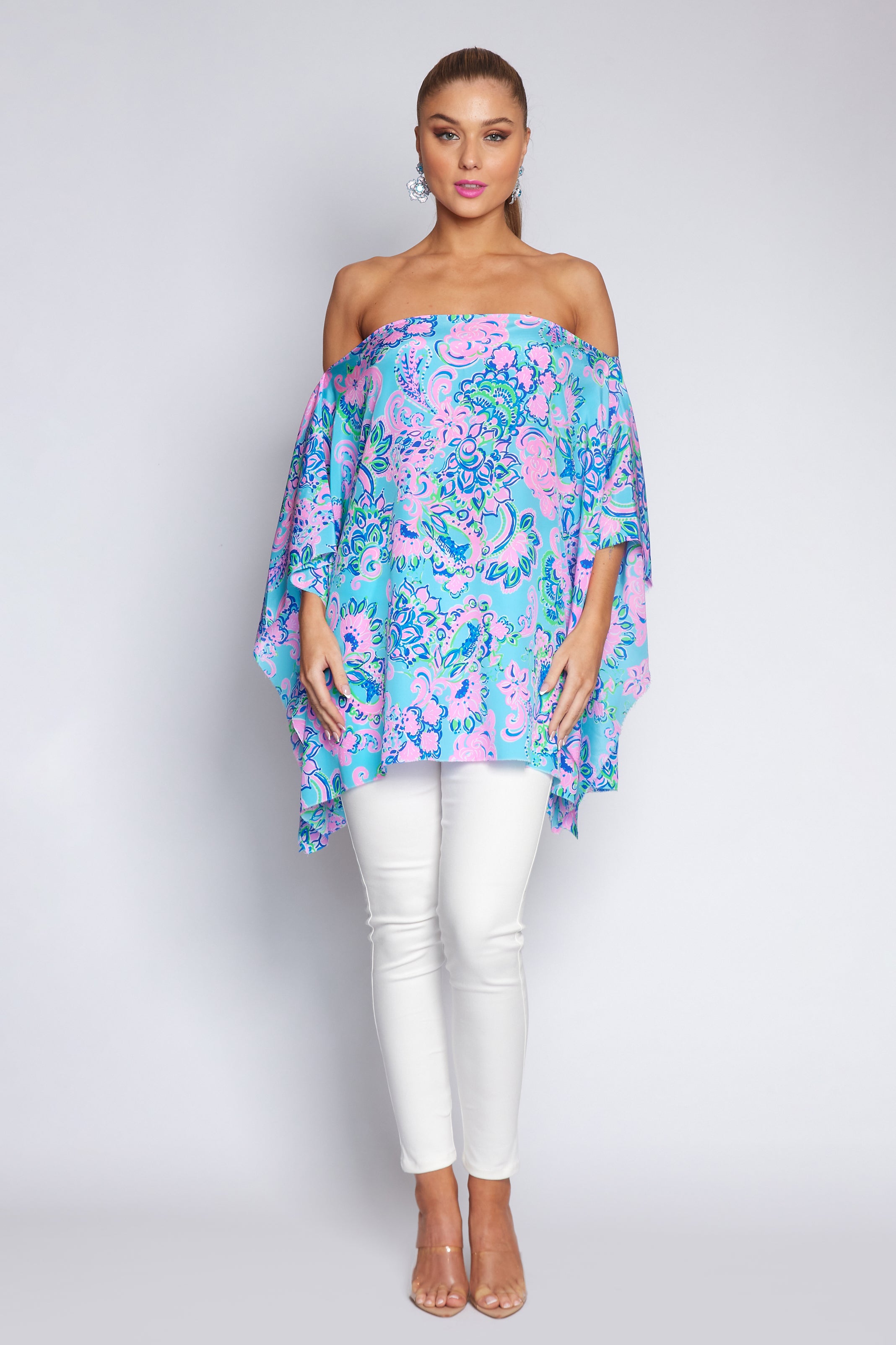 Amalfi Blue and Pink Poncho