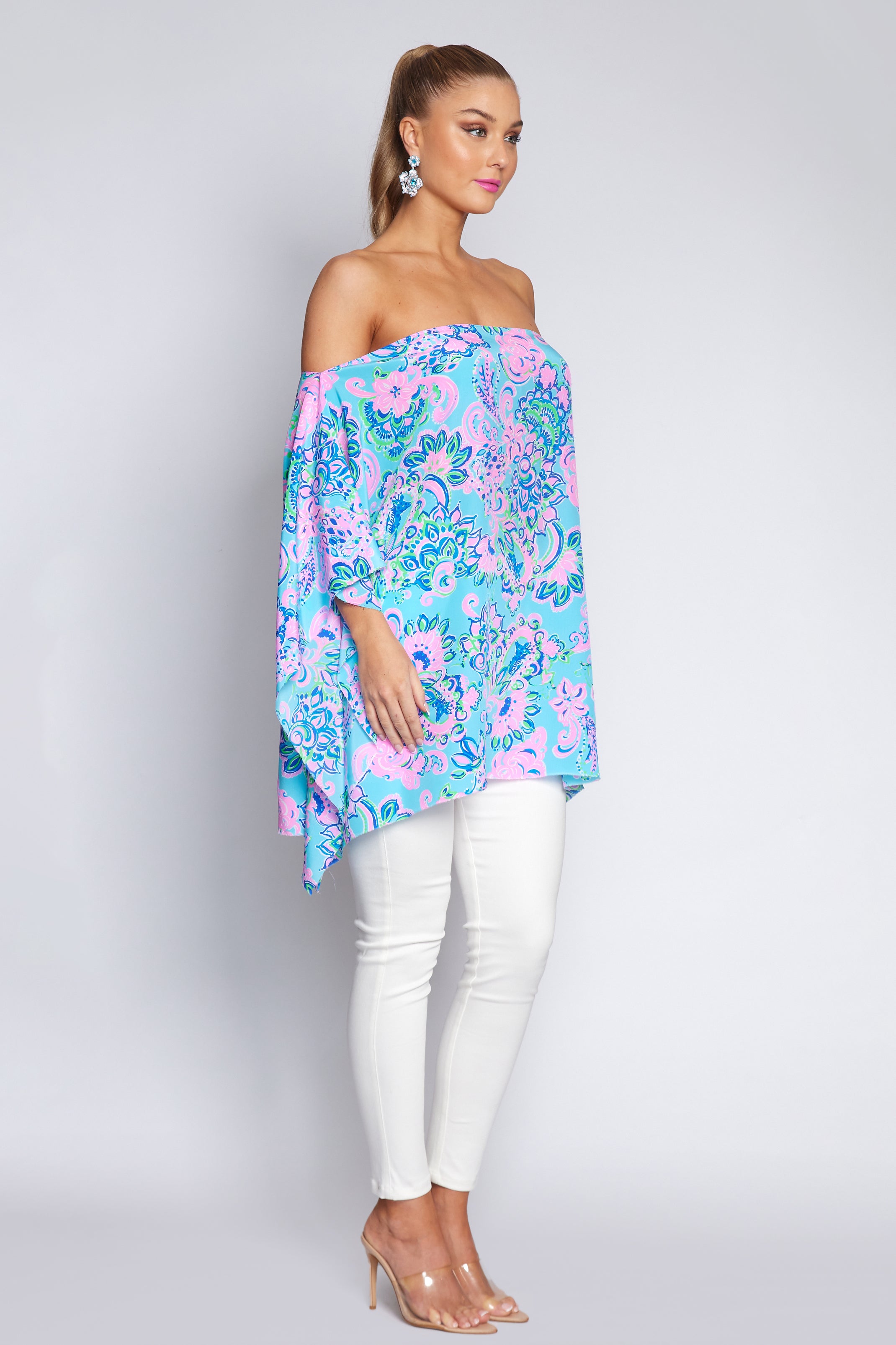 Amalfi Blue and Pink Poncho