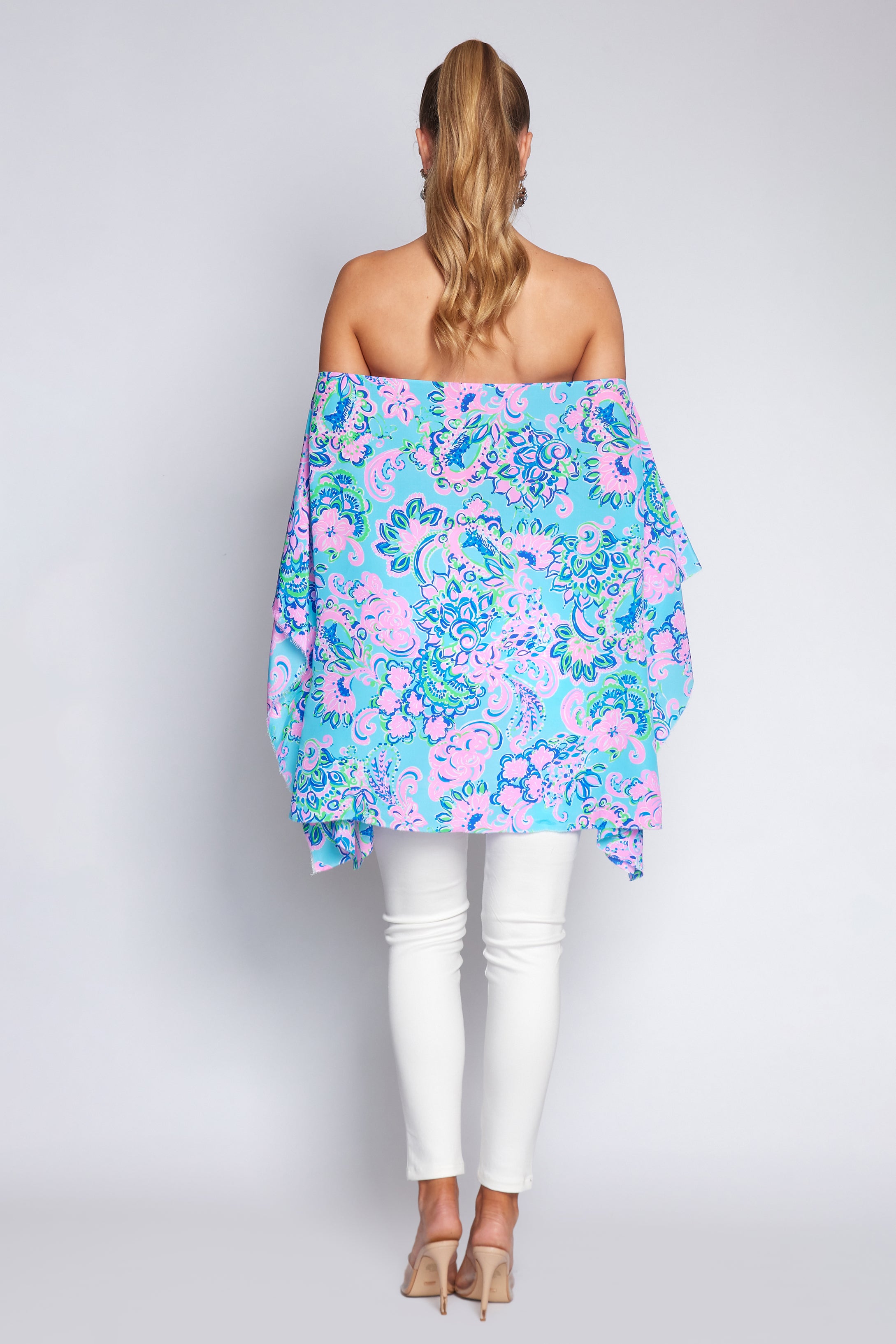 Amalfi Blue and Pink Poncho