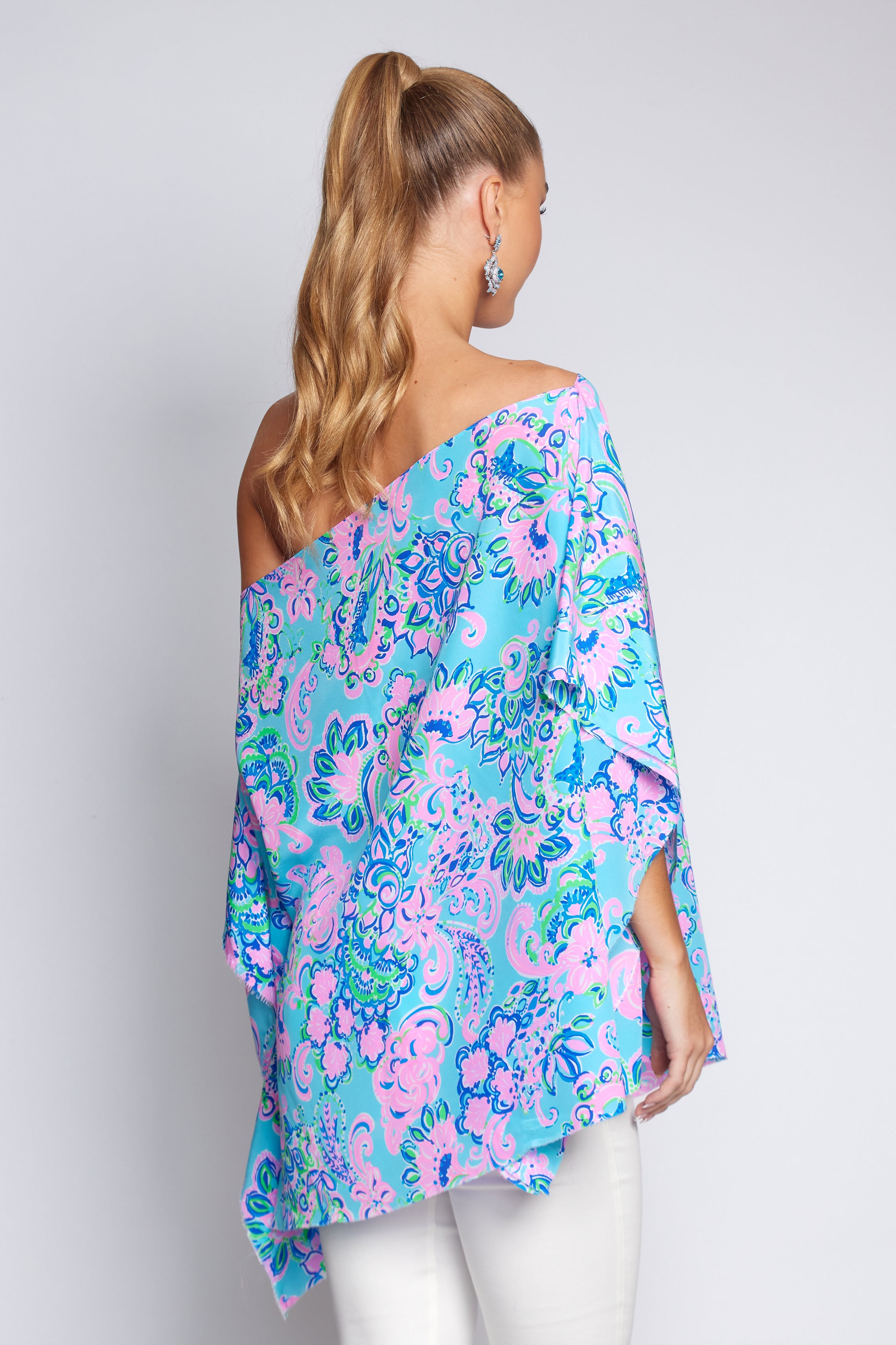 Amalfi Blue and Pink Poncho