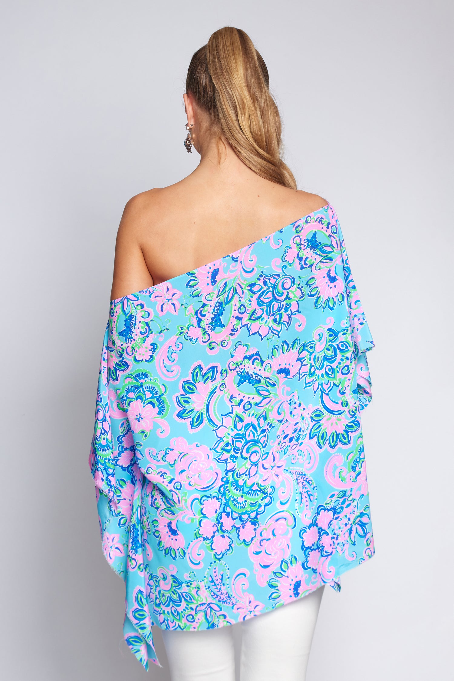 Amalfi Blue and Pink Poncho