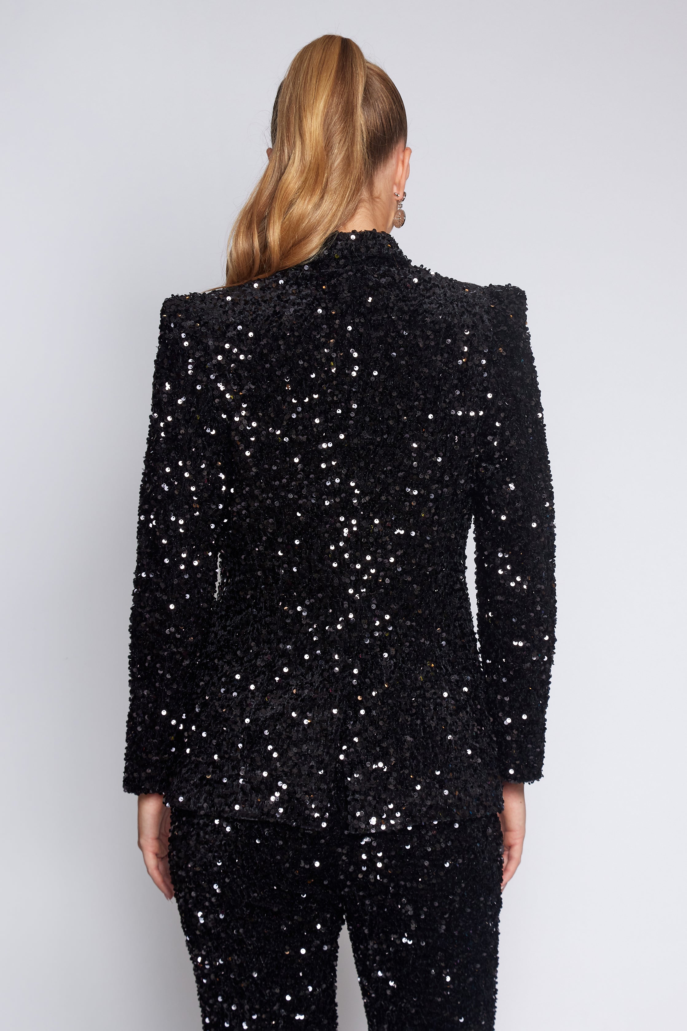 Black Velvet Sequin Classic Jacket