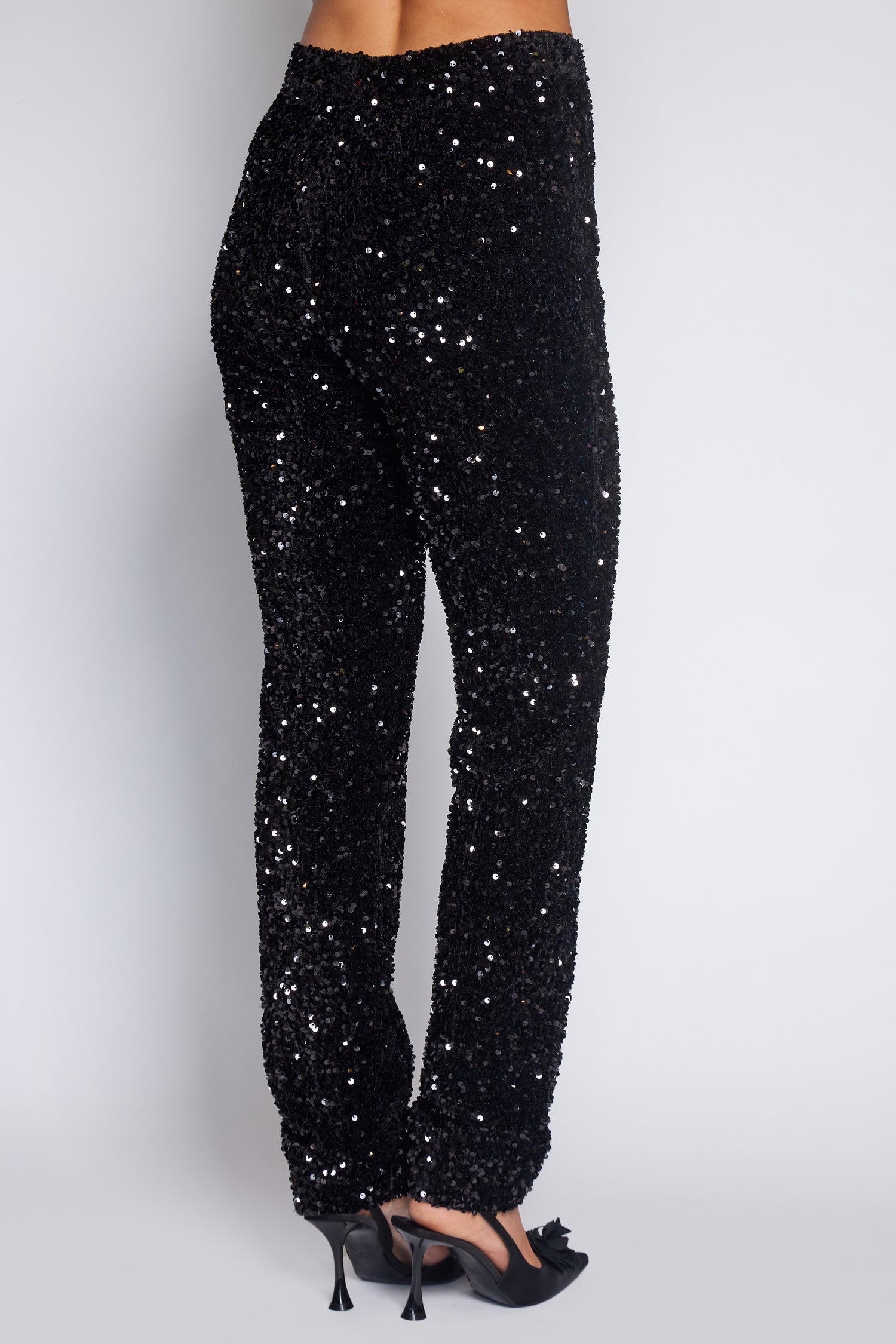 Black Velvet Sequin Classic Pant