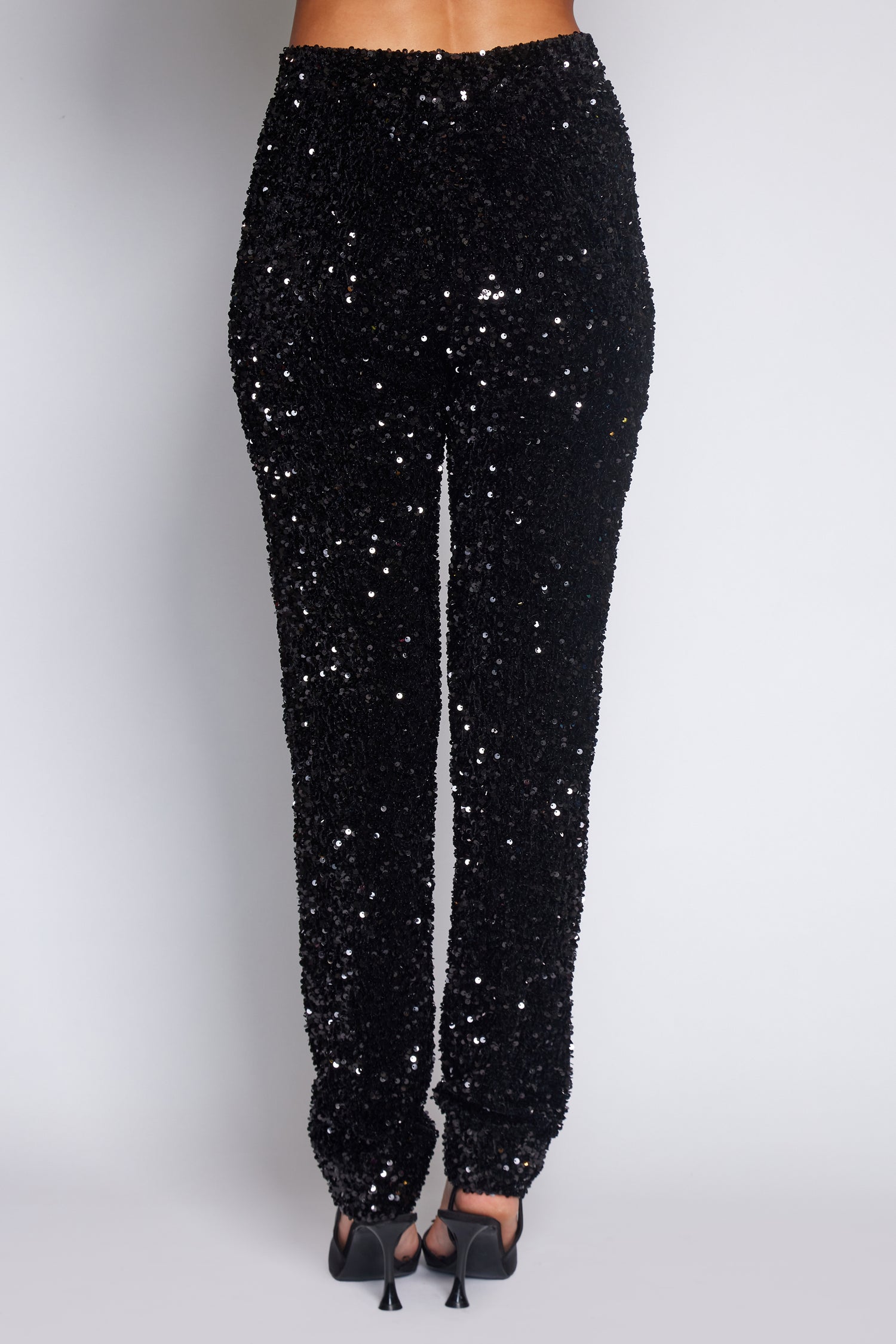 Black Velvet Sequin Classic Pant
