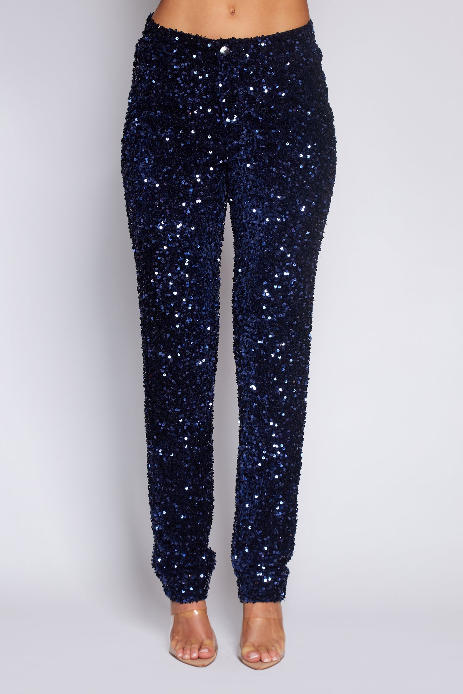 Navy Velvet Sequin Classic Pant