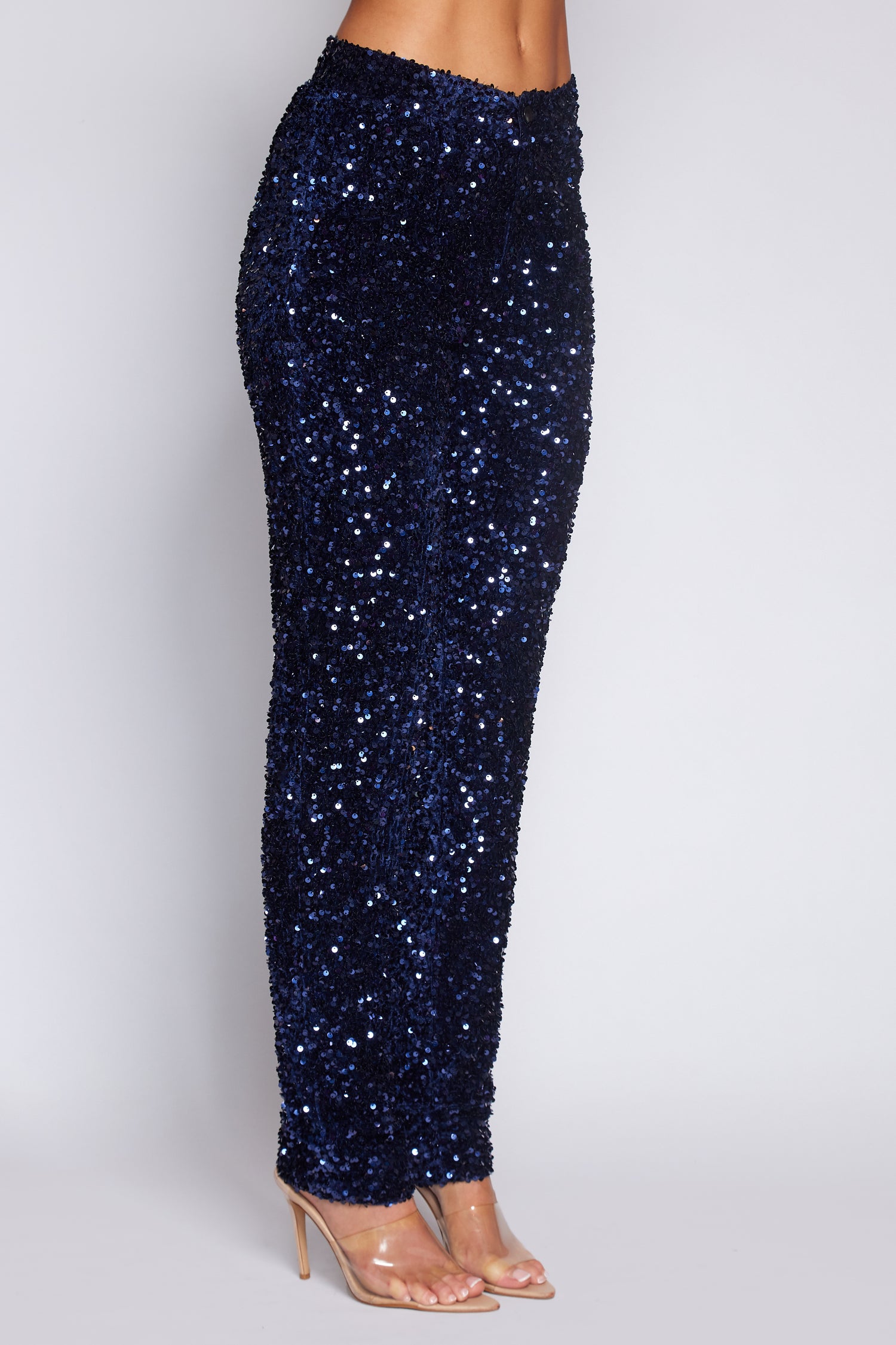 Navy Velvet Sequin Classic Pant