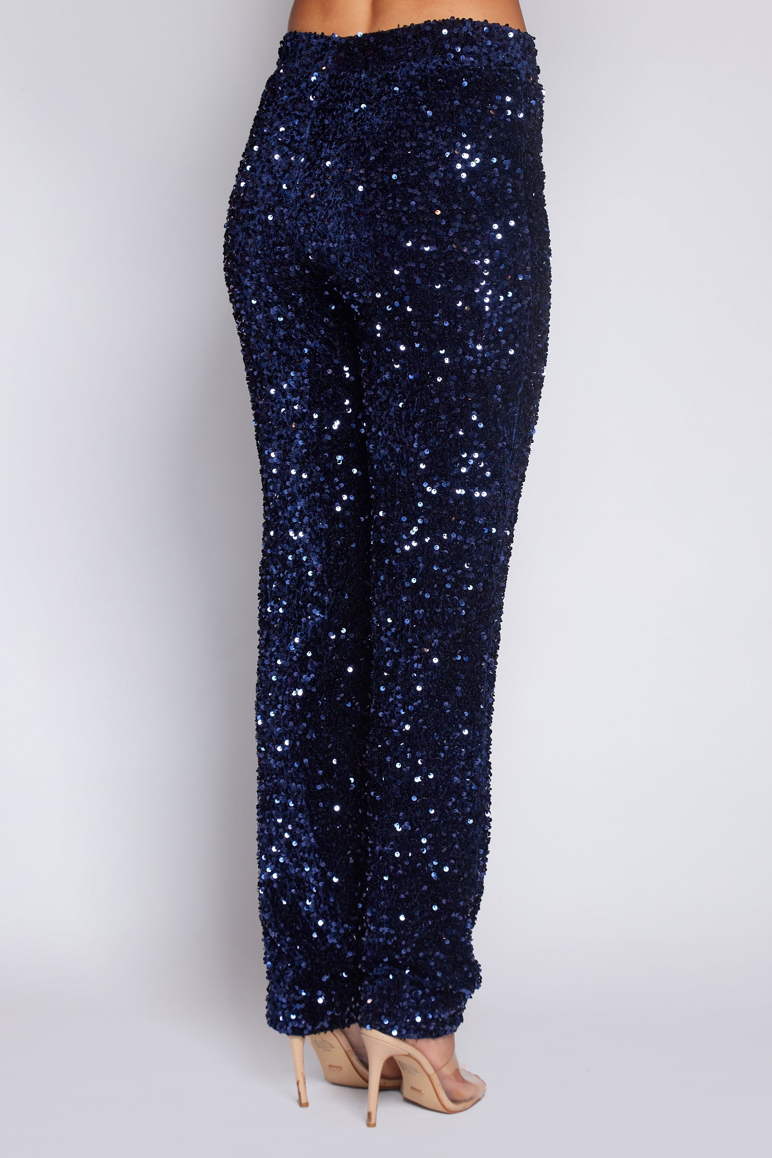 Navy Velvet Sequin Classic Pant