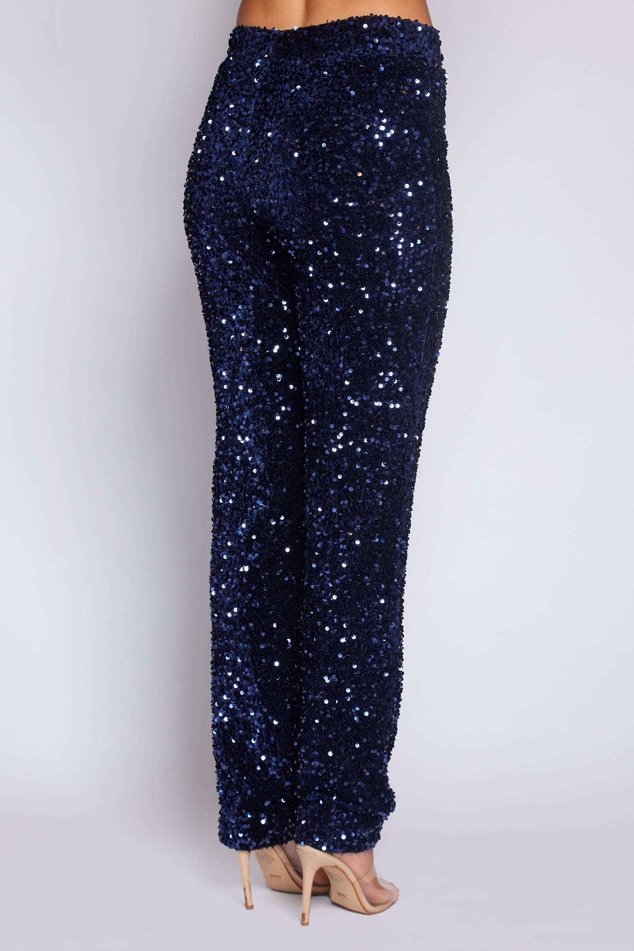 Navy Velvet Sequin Classic Pant