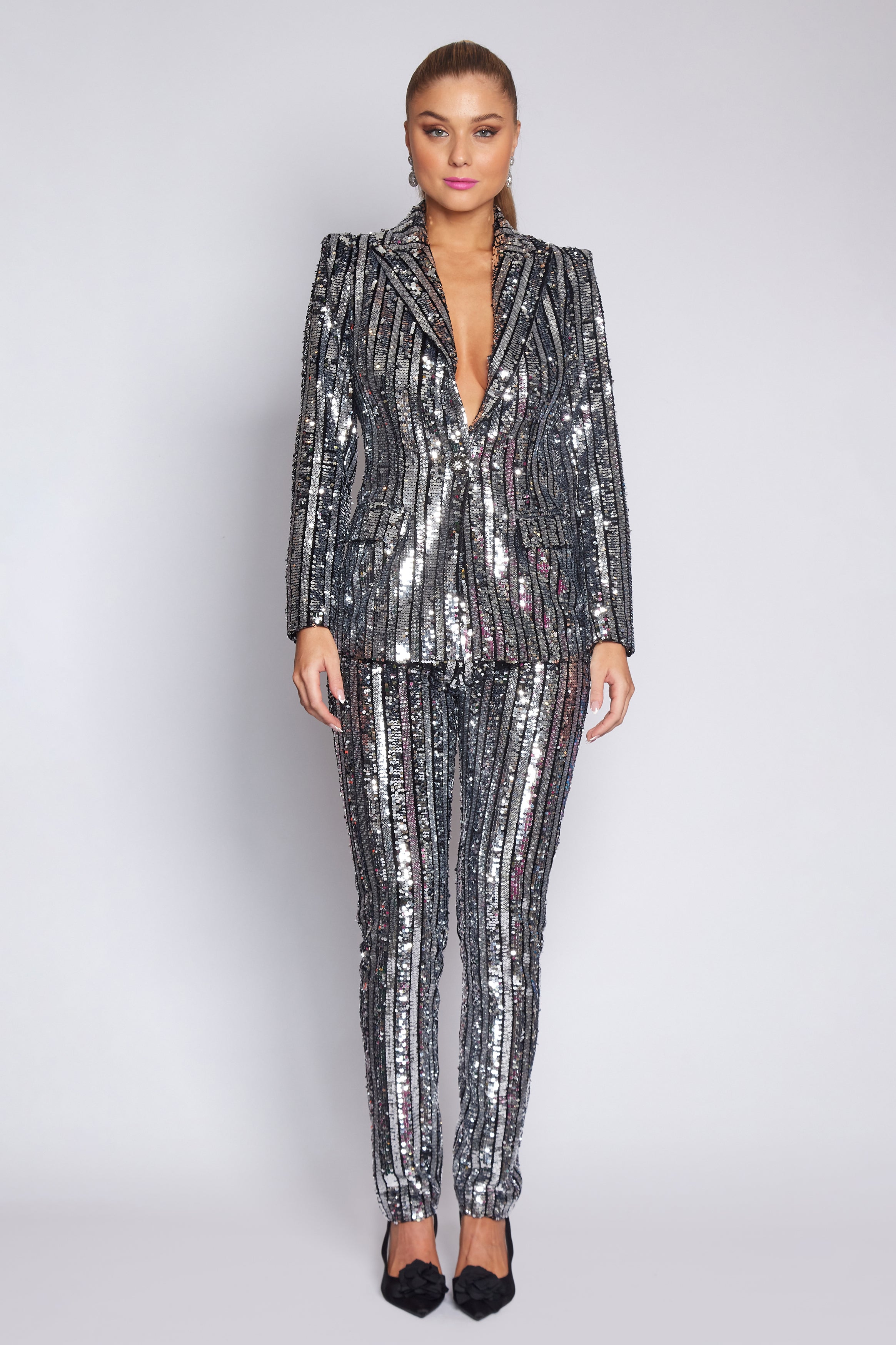 Black and Silver Sequin Suit