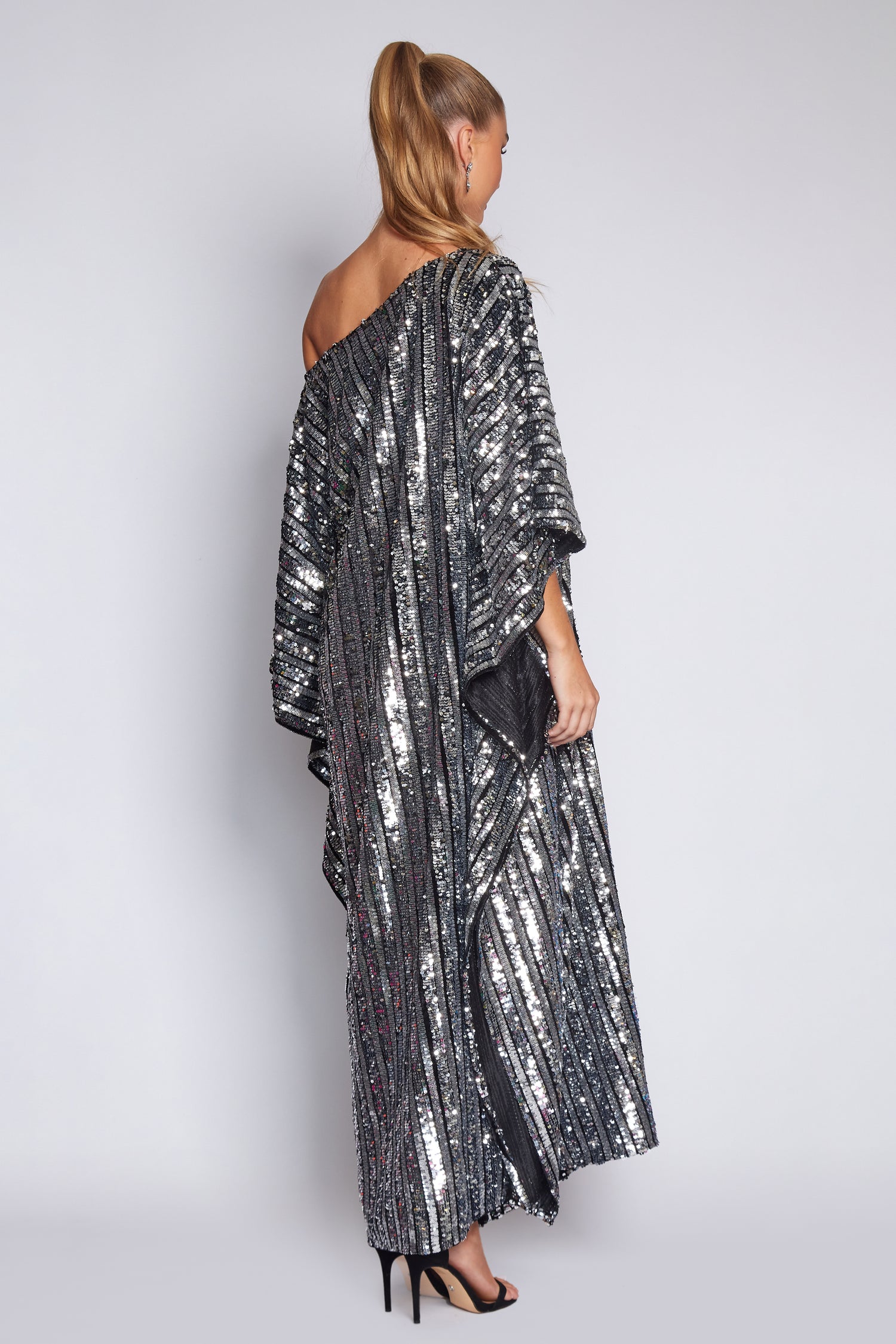 Black and Silver Sequin Kaftan