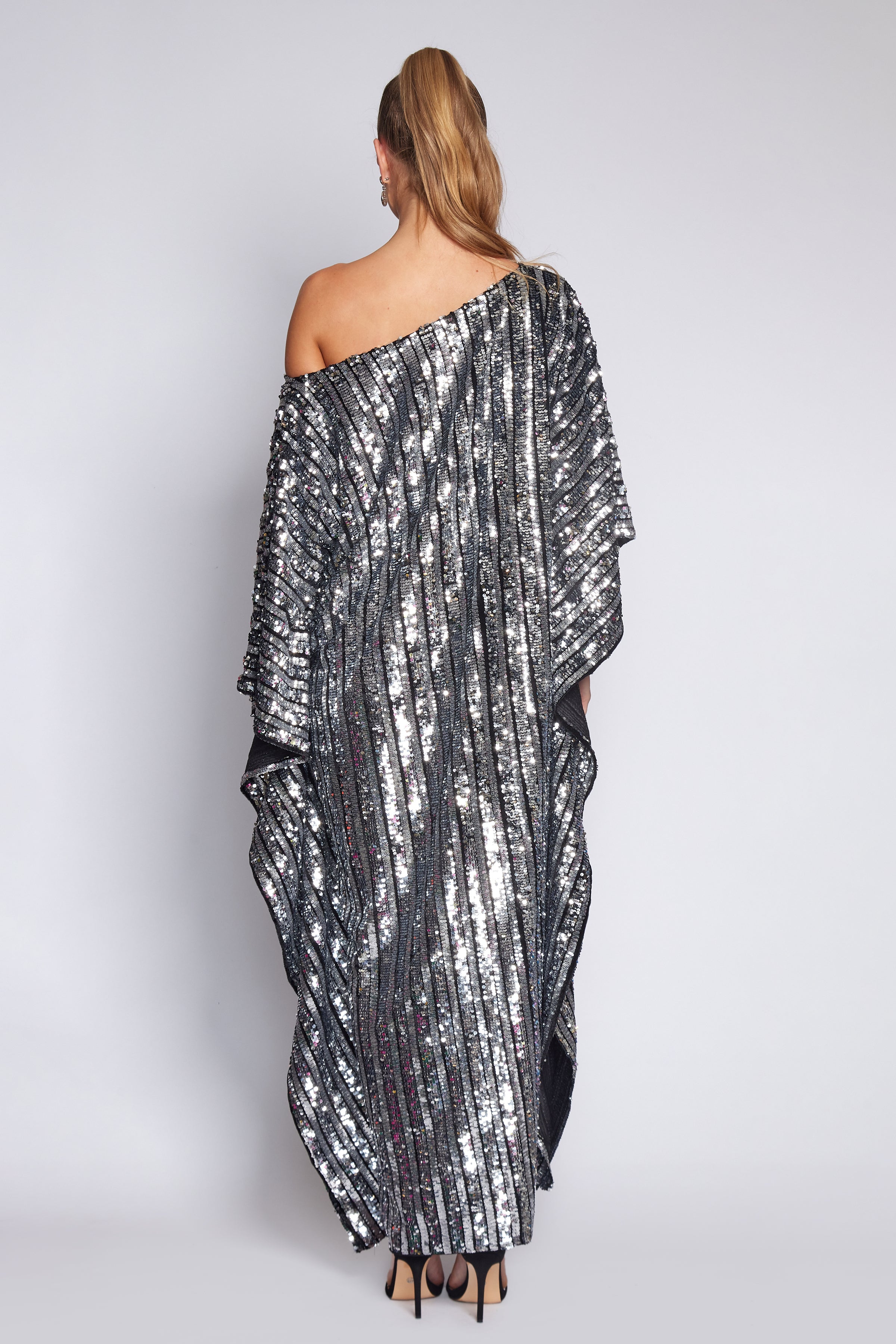 Black and Silver Sequin Kaftan