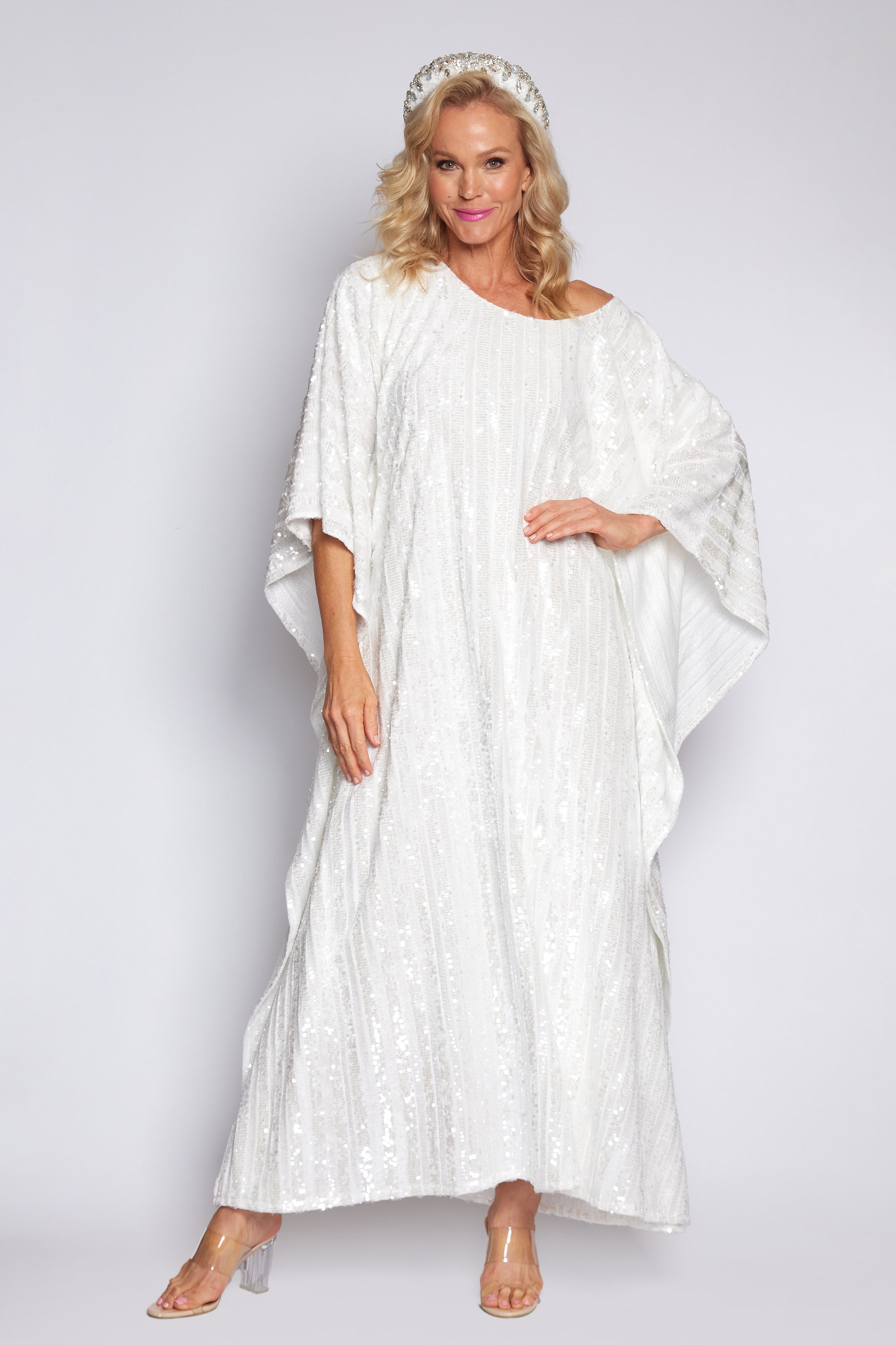 White Sequin Kaftan