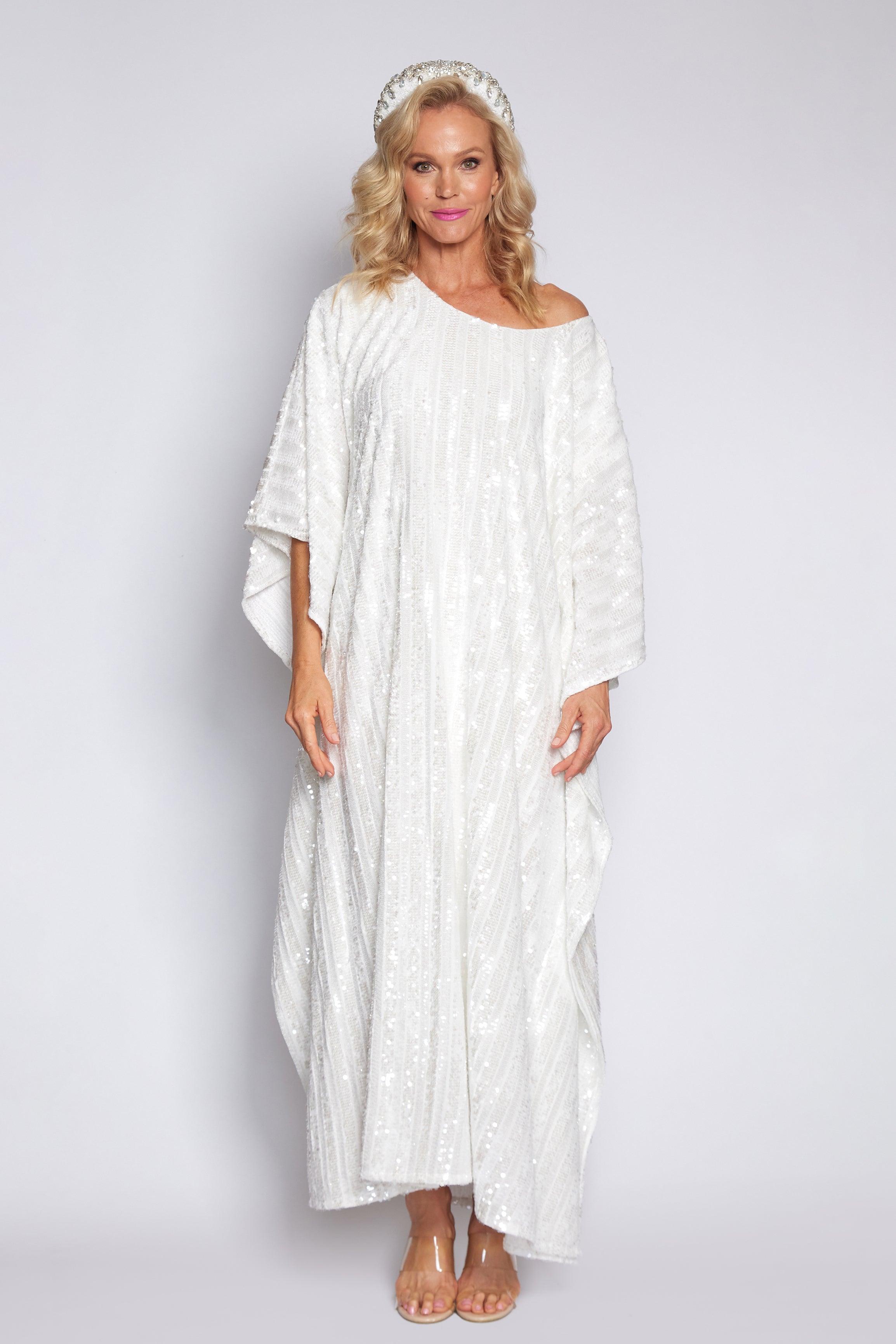 White Sequin Kaftan