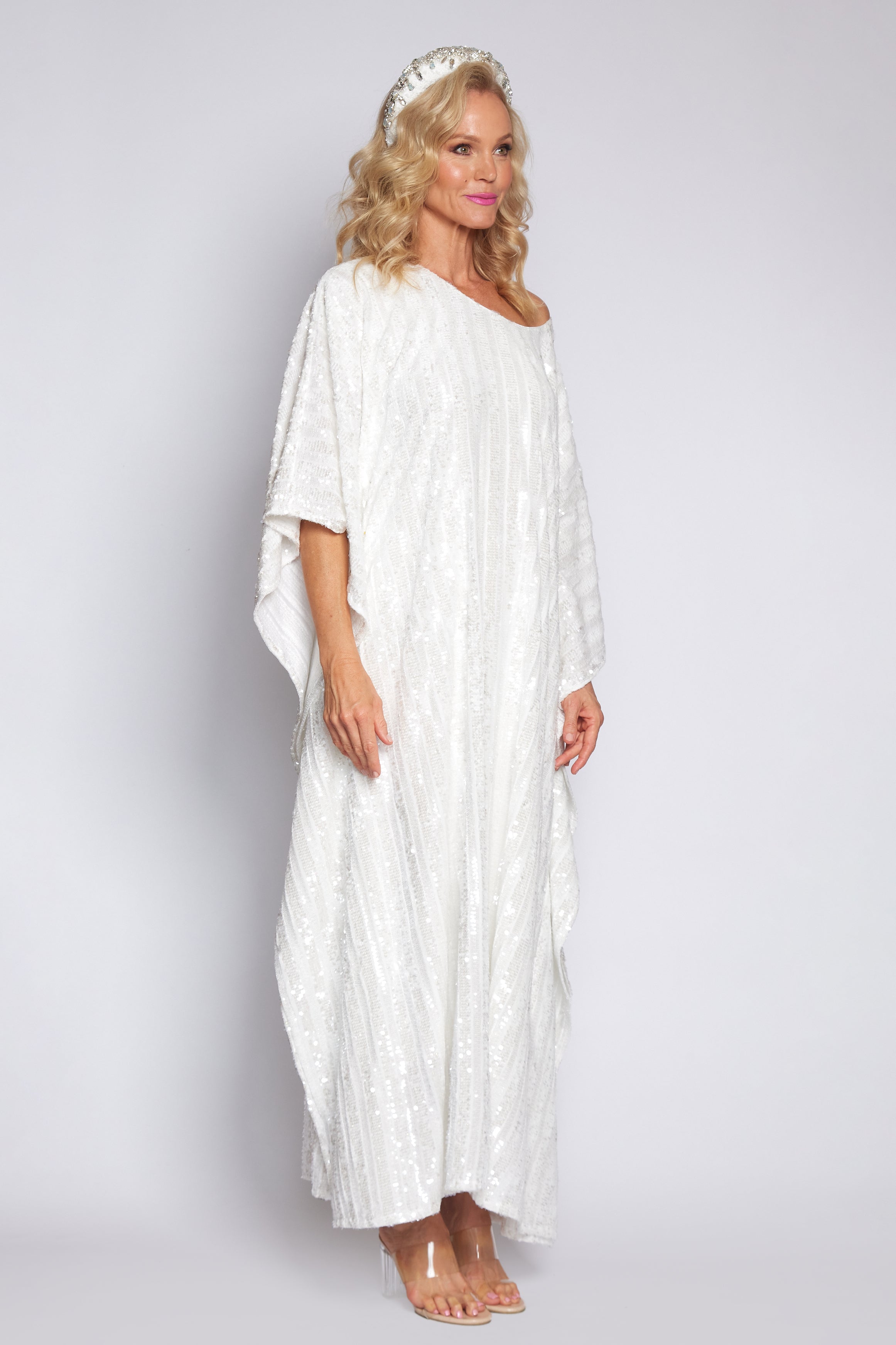 White Sequin Kaftan