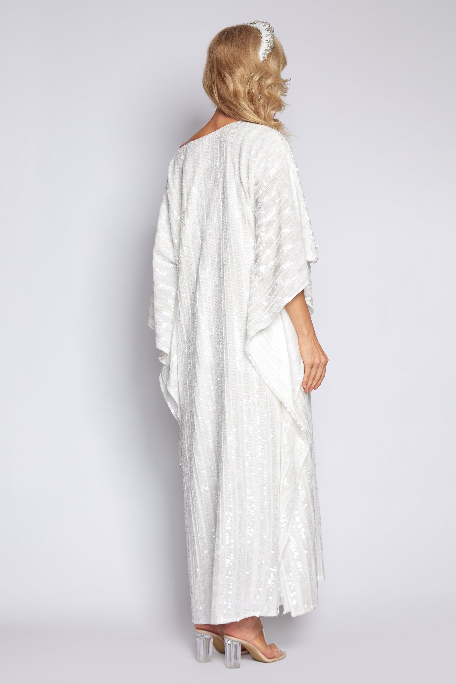 White Sequin Kaftan