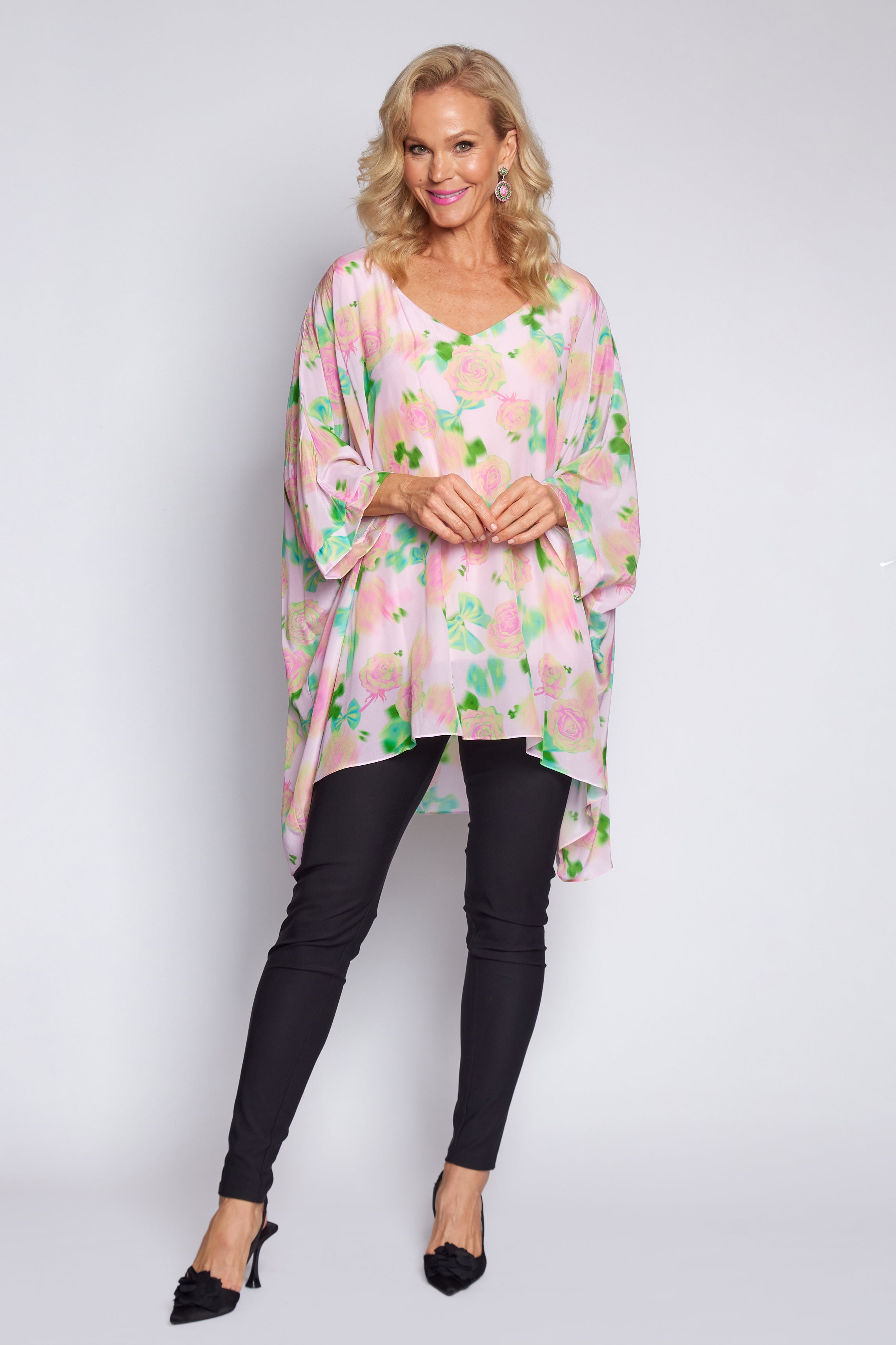 Pink/ Lime Rose Holiday Top