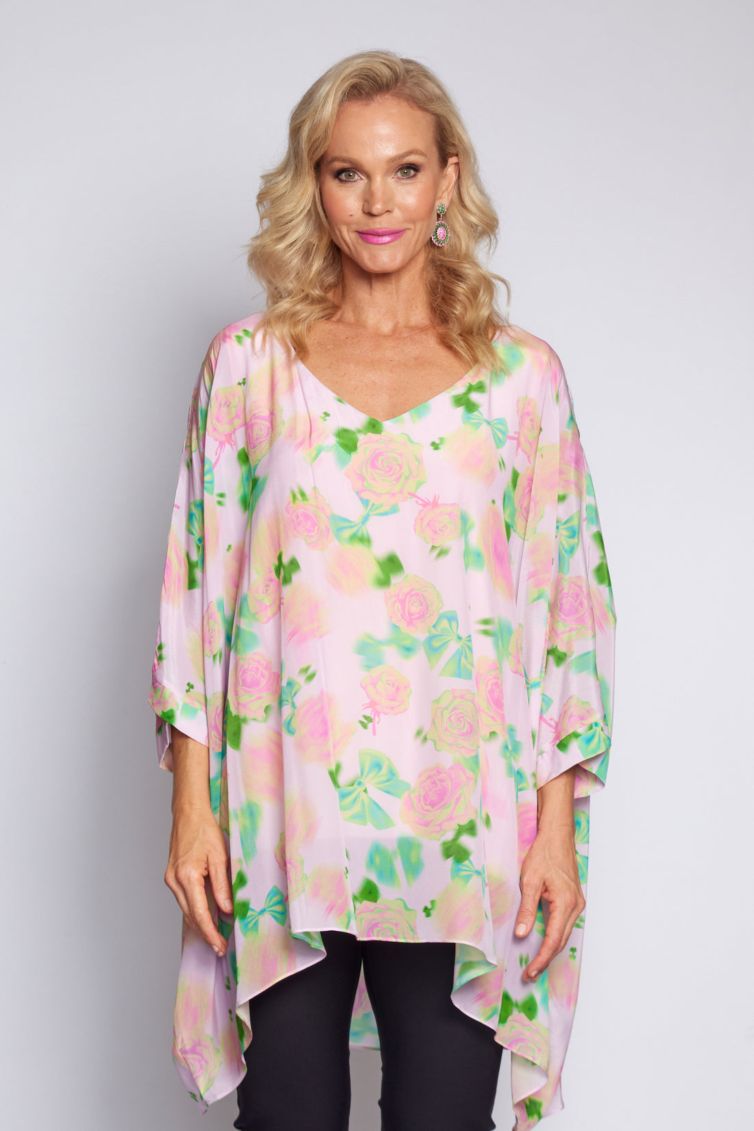 Pink/ Lime Rose Holiday Top