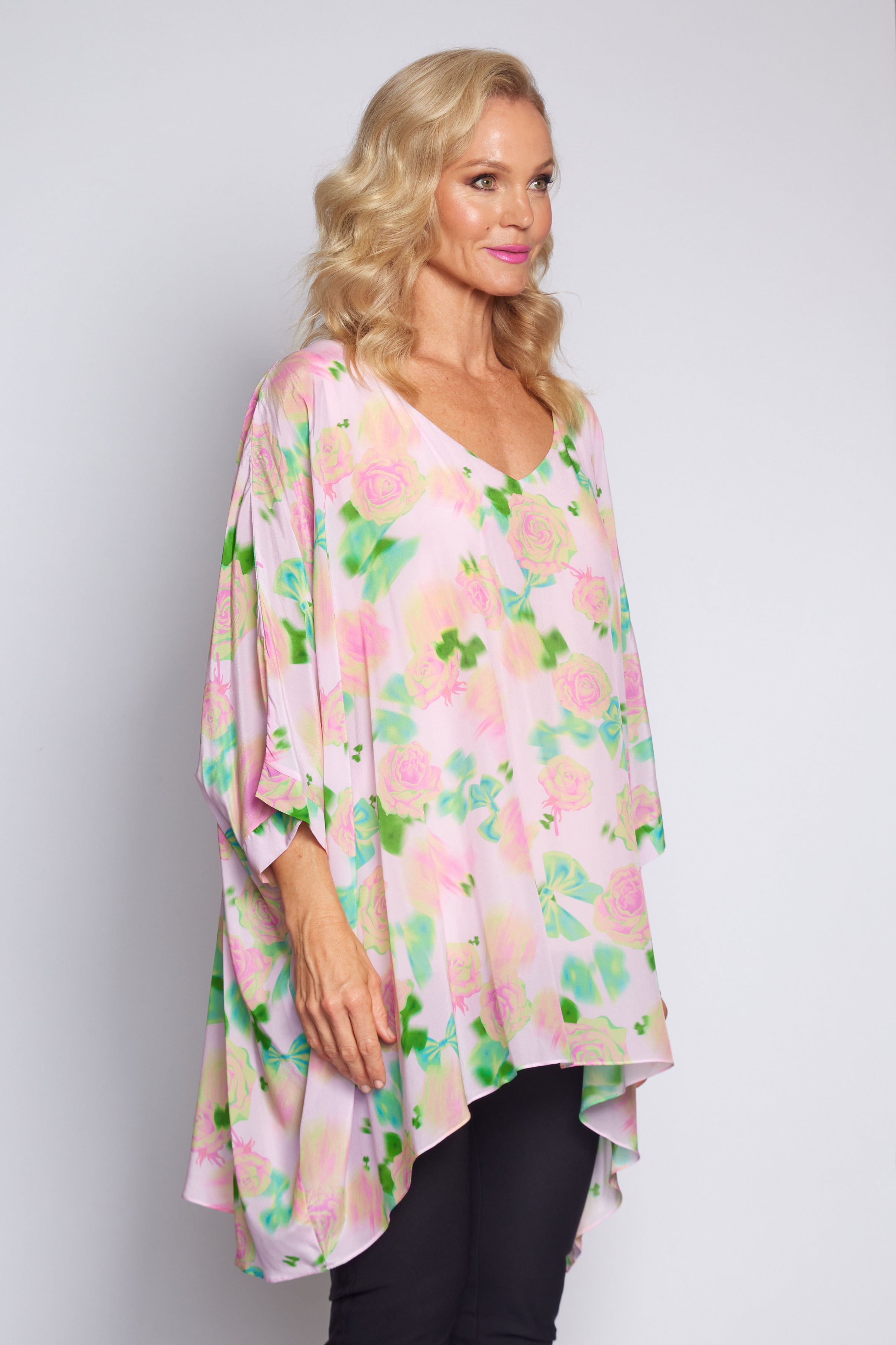 Pink/ Lime Rose Holiday Top