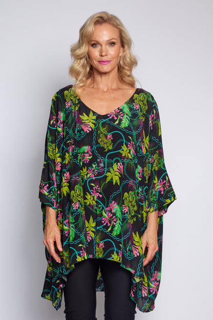 Green and Pink Multi Holiday Top