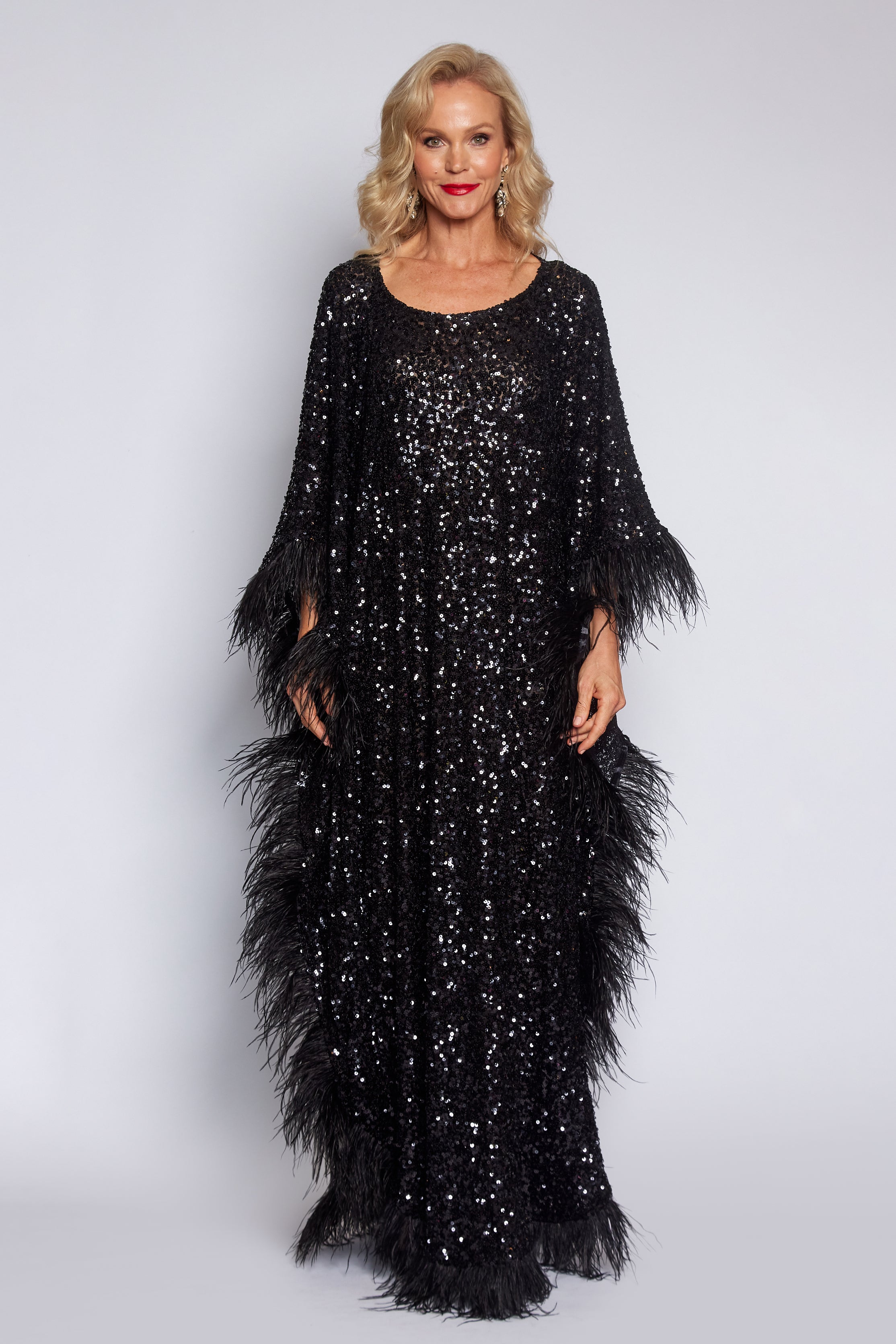 Sequin and Feather Kaftan