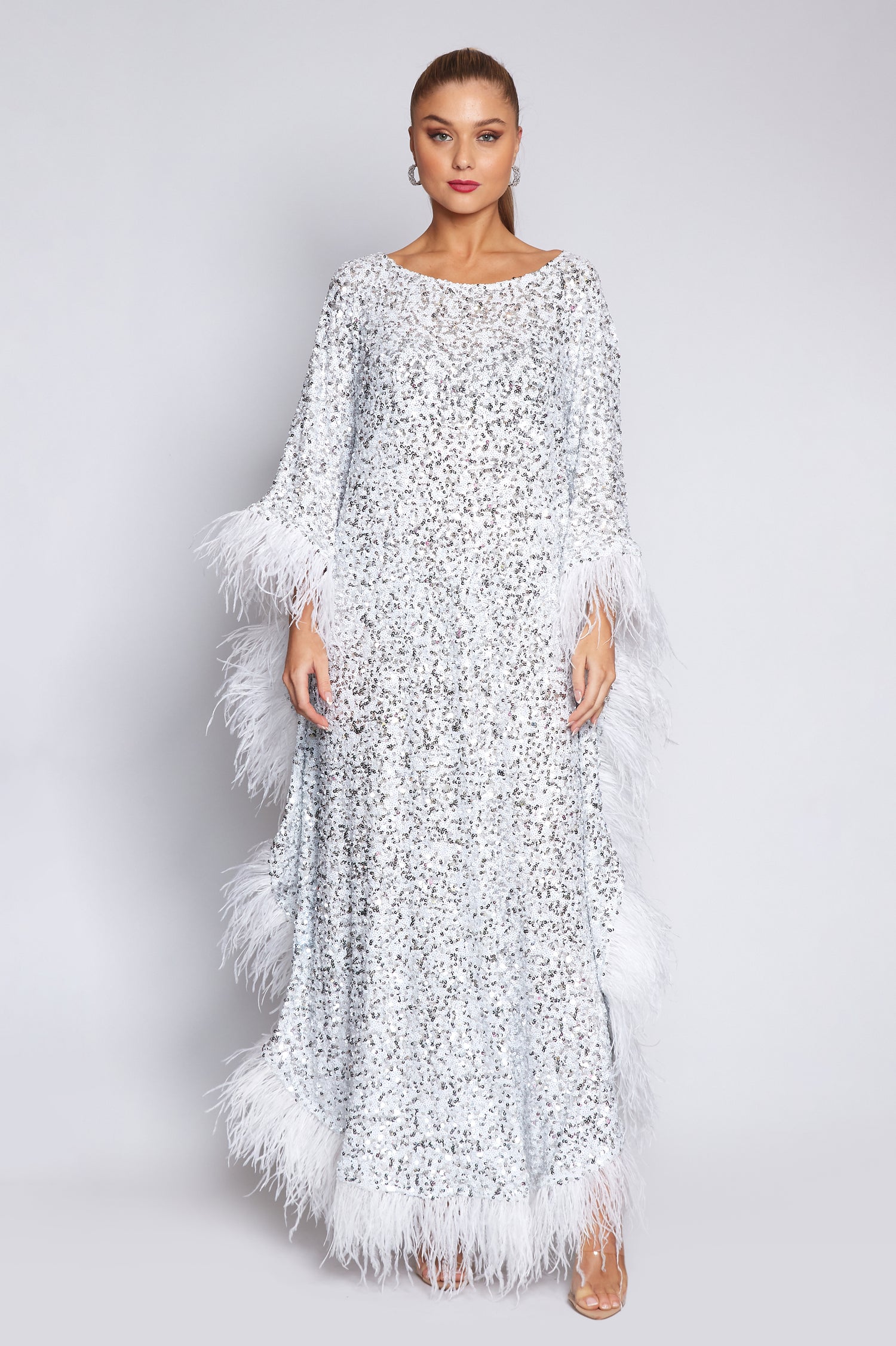 Sequin and Feather Kaftan