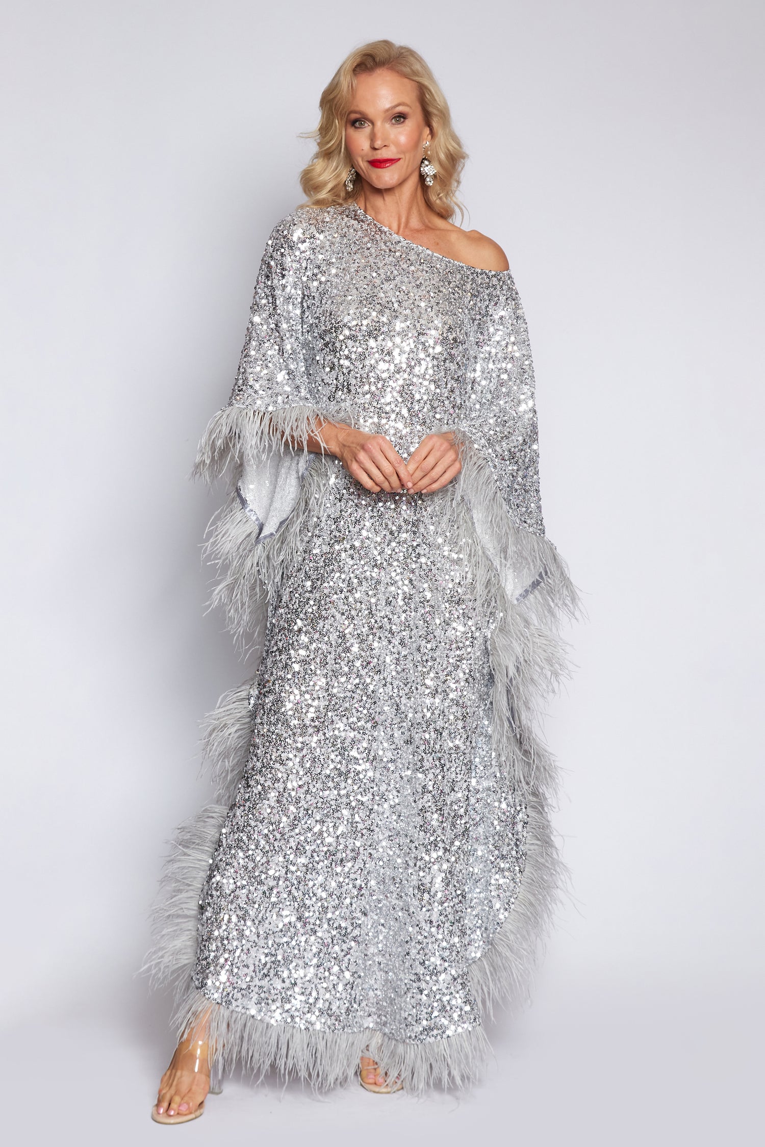 Sequin and Feather Kaftan