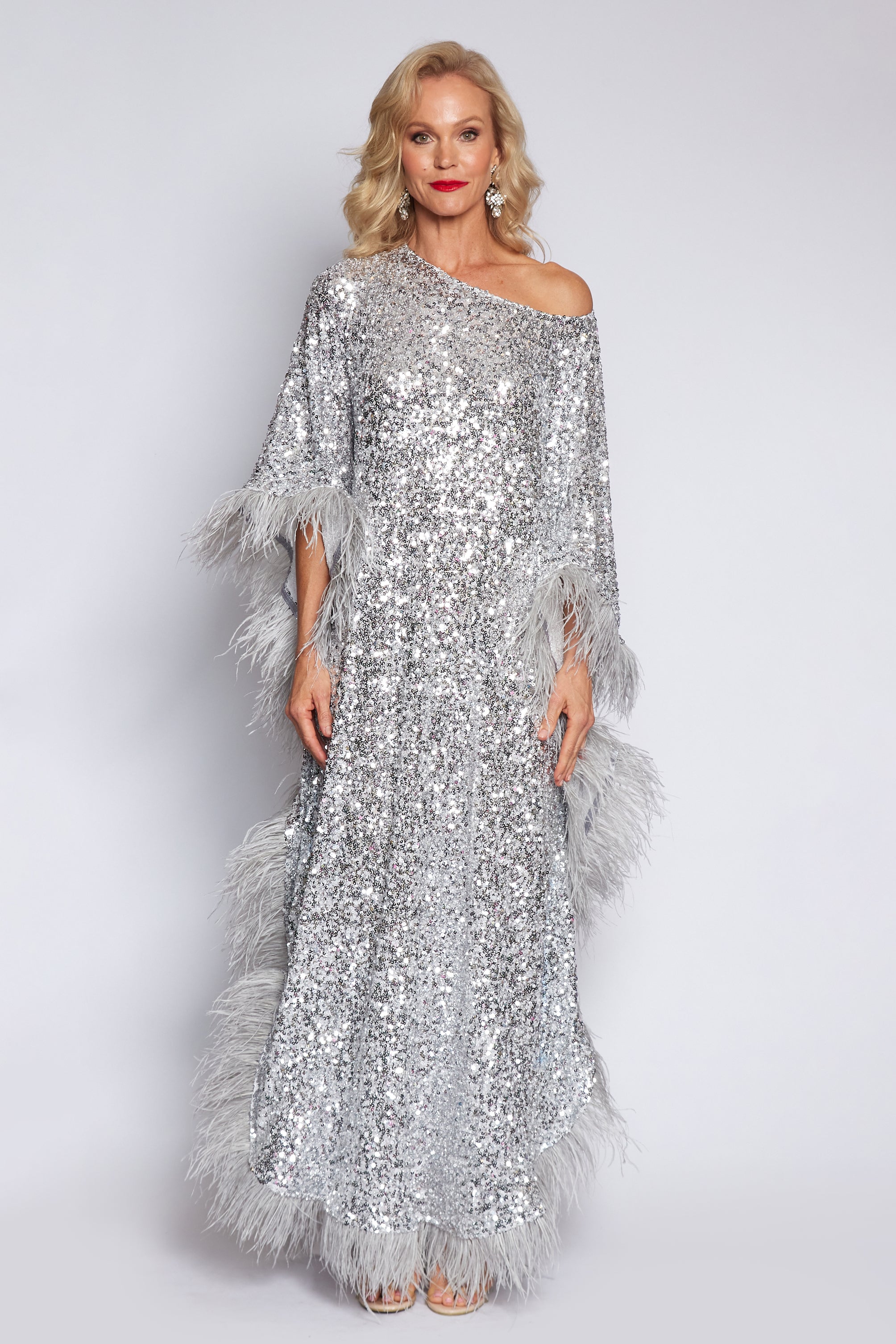 Sequin and Feather Kaftan