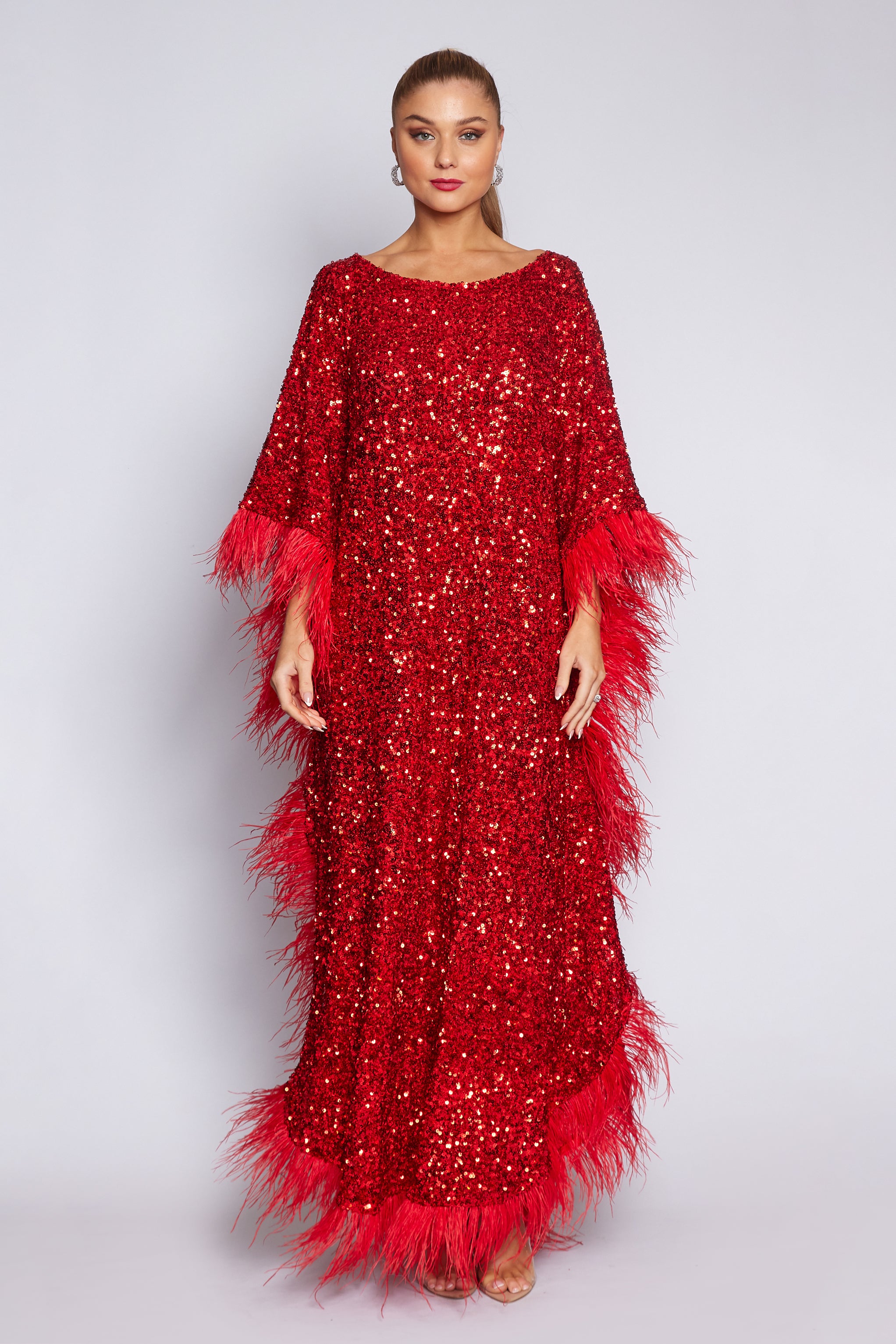 Sequin and Feather Kaftan