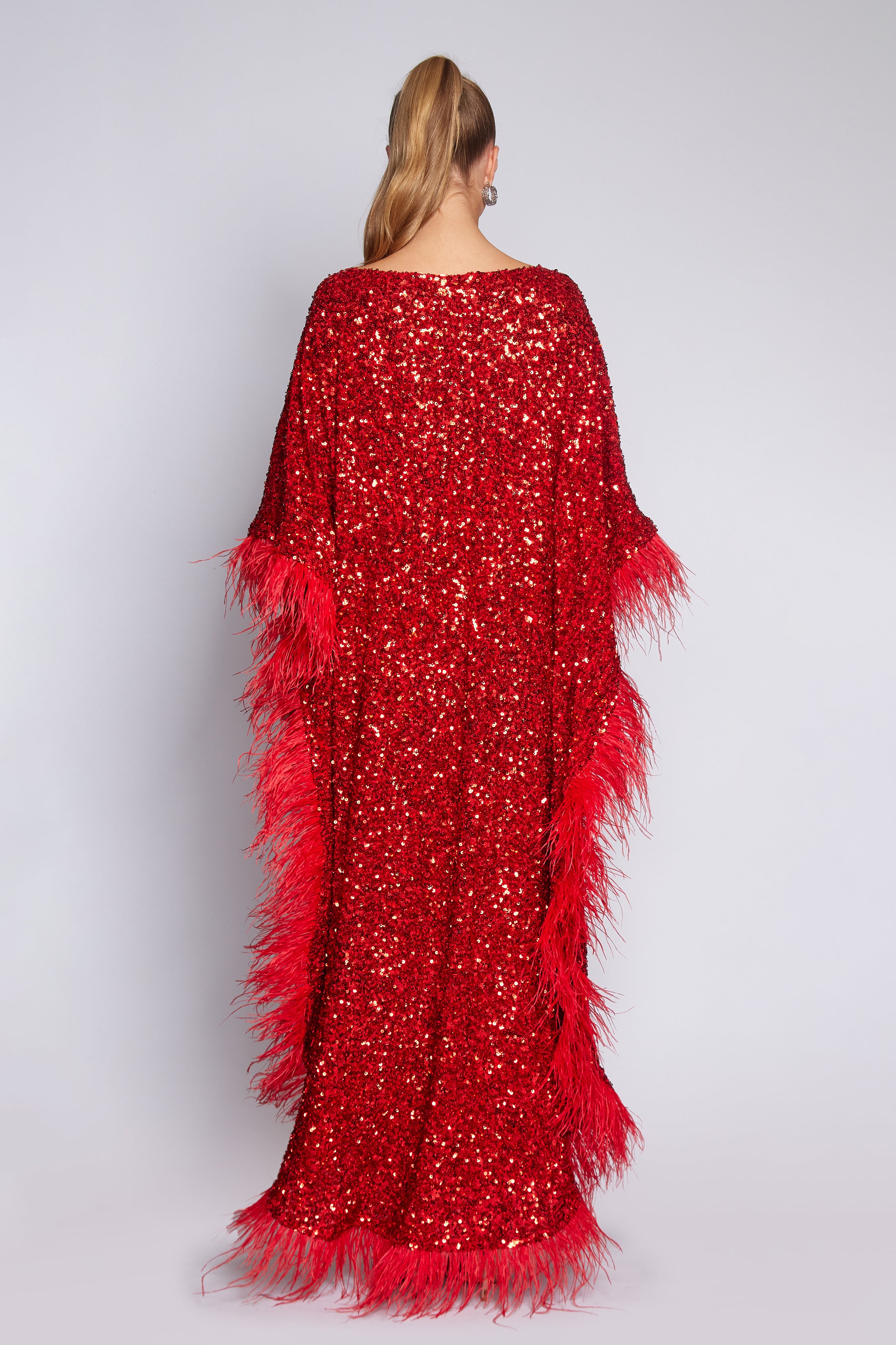 Sequin and Feather Kaftan