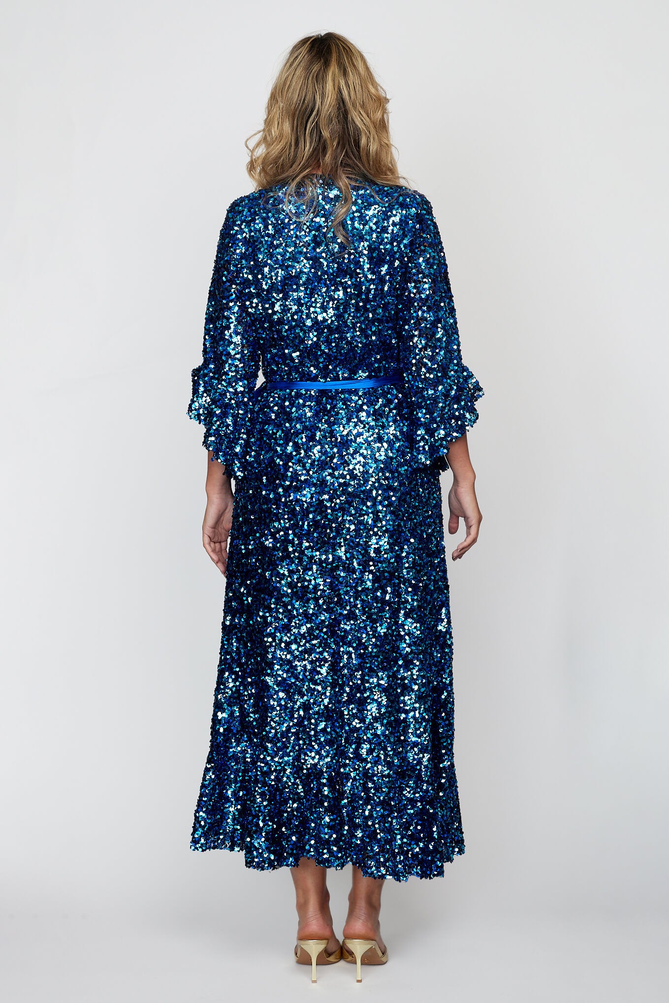 Electric Blue Sequin Wrap Dress