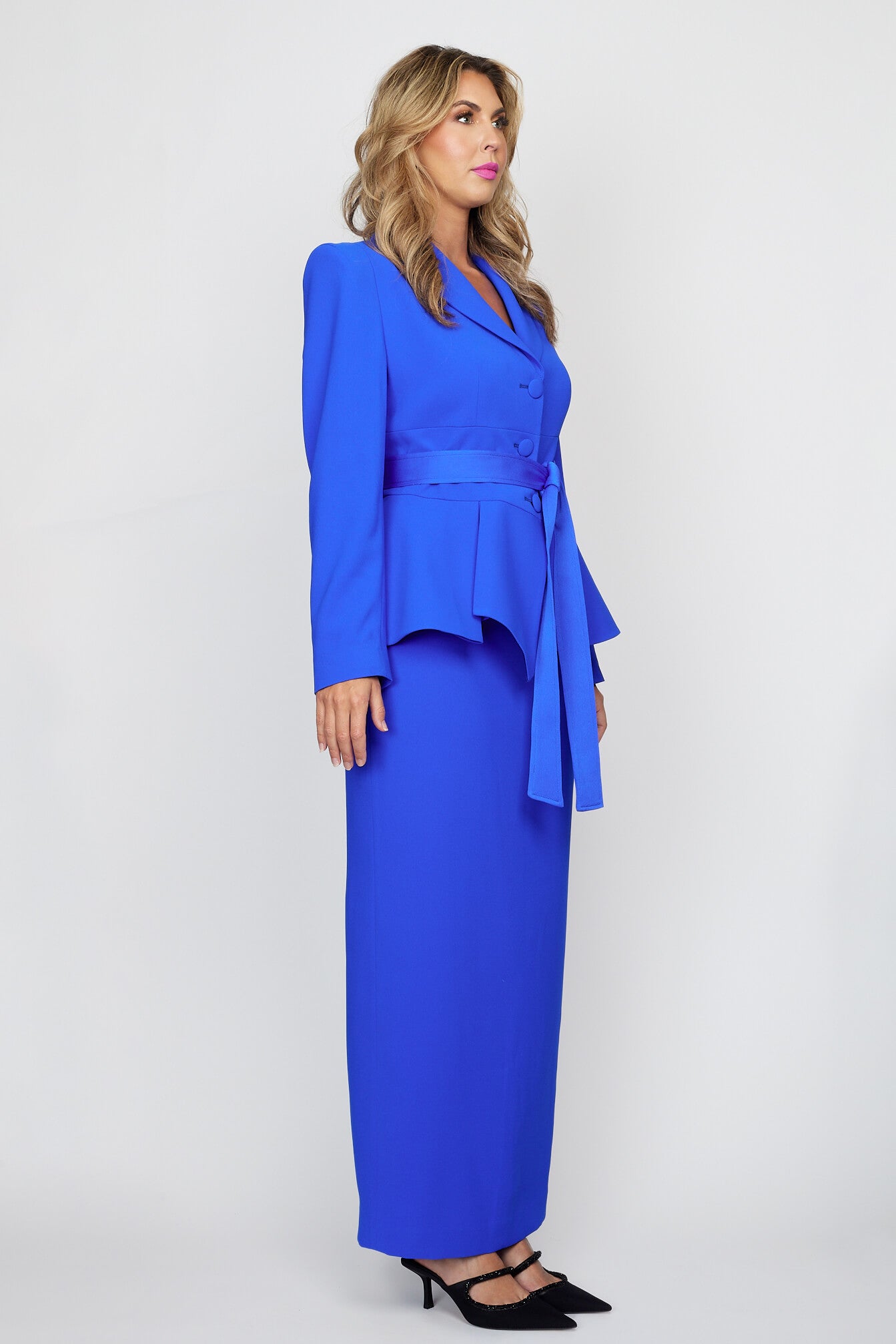 Royale Peplum Jacket with Tie Belt with Circa 80&