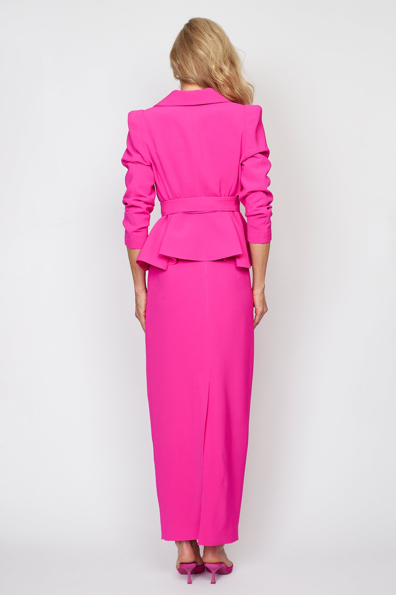 Pink Peplum Jacket with Tie Belt with Circa 80&