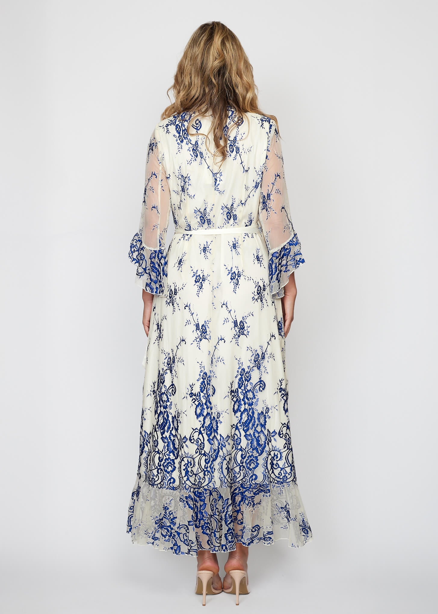 Royale and White Grecian Wrap Dress