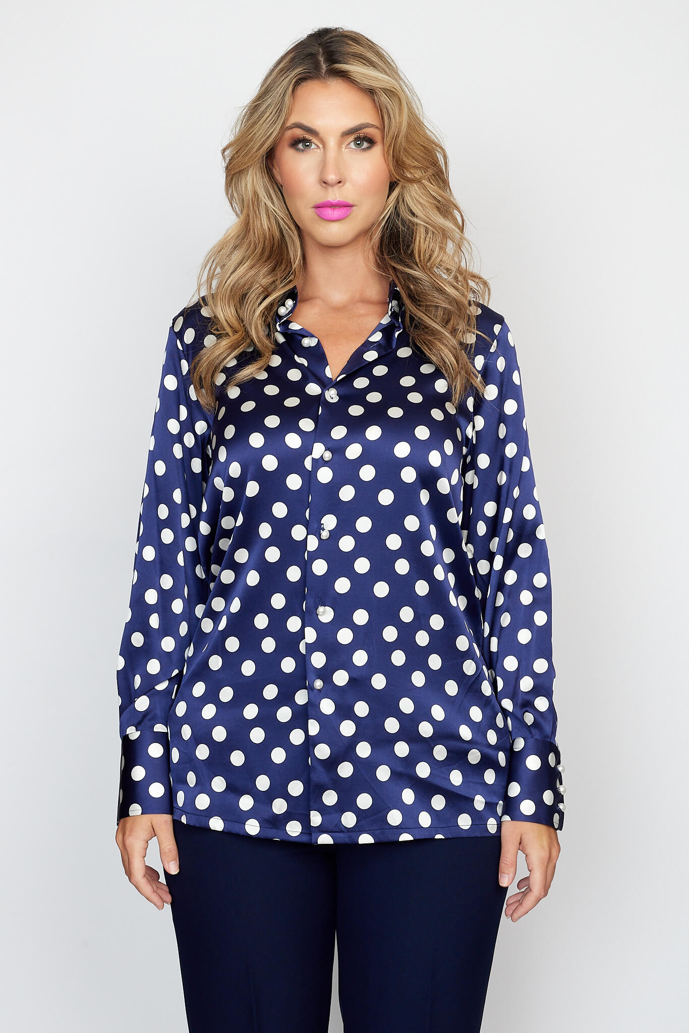 Navy and White Spot Classic Shirt