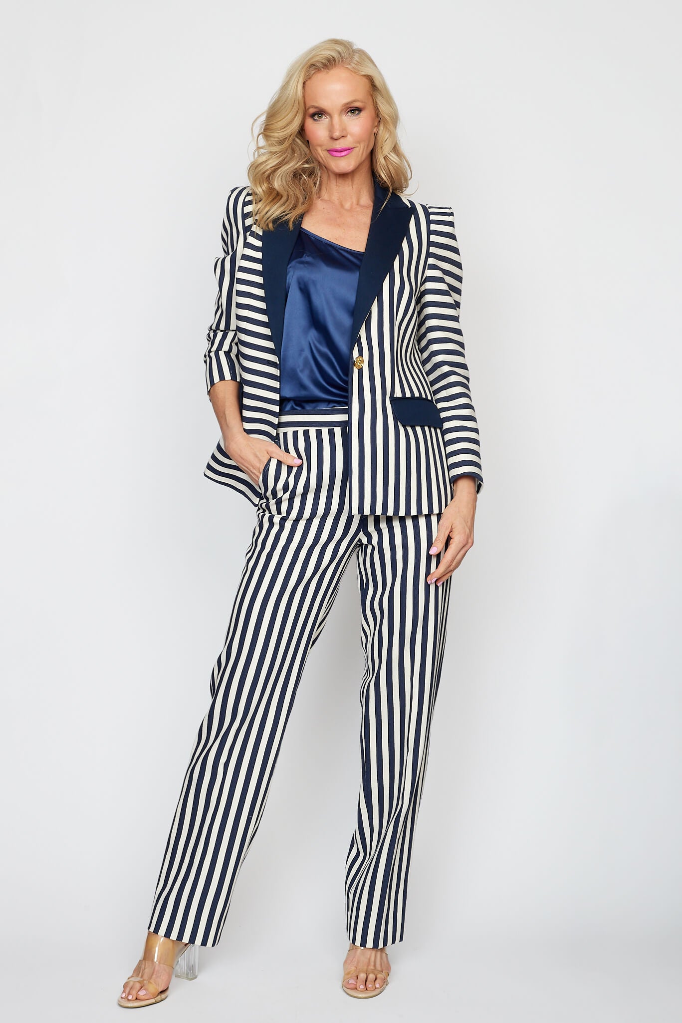 Navy and Cream Stripe Nautical Jacket with Classic Navy and Cream Nautical Pant