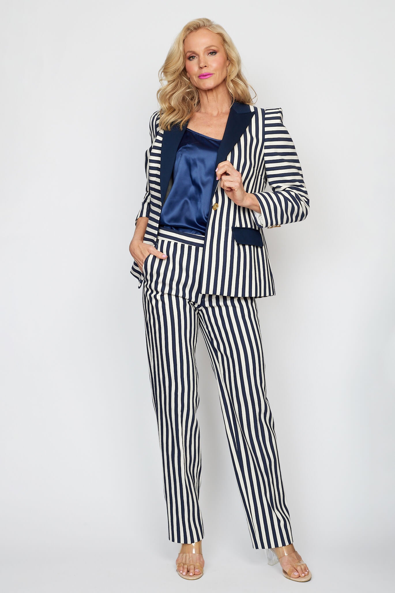 Navy and Cream Stripe Nautical Jacket with Classic Navy and Cream Nautical Pant