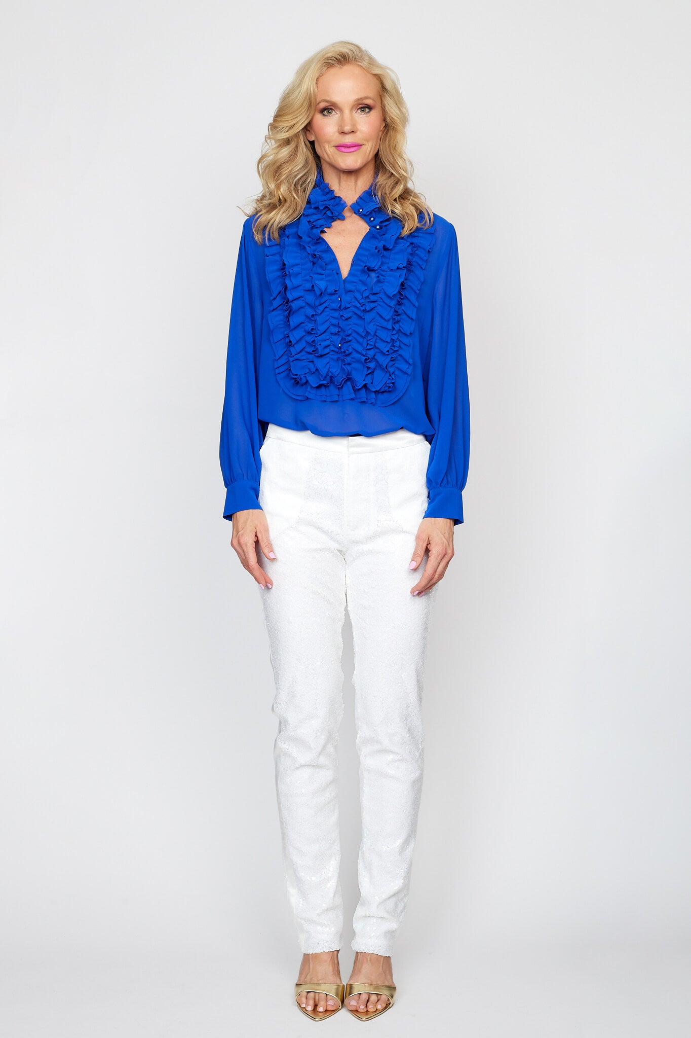 Royale Iconic Frill Blouse with Sequin Pant