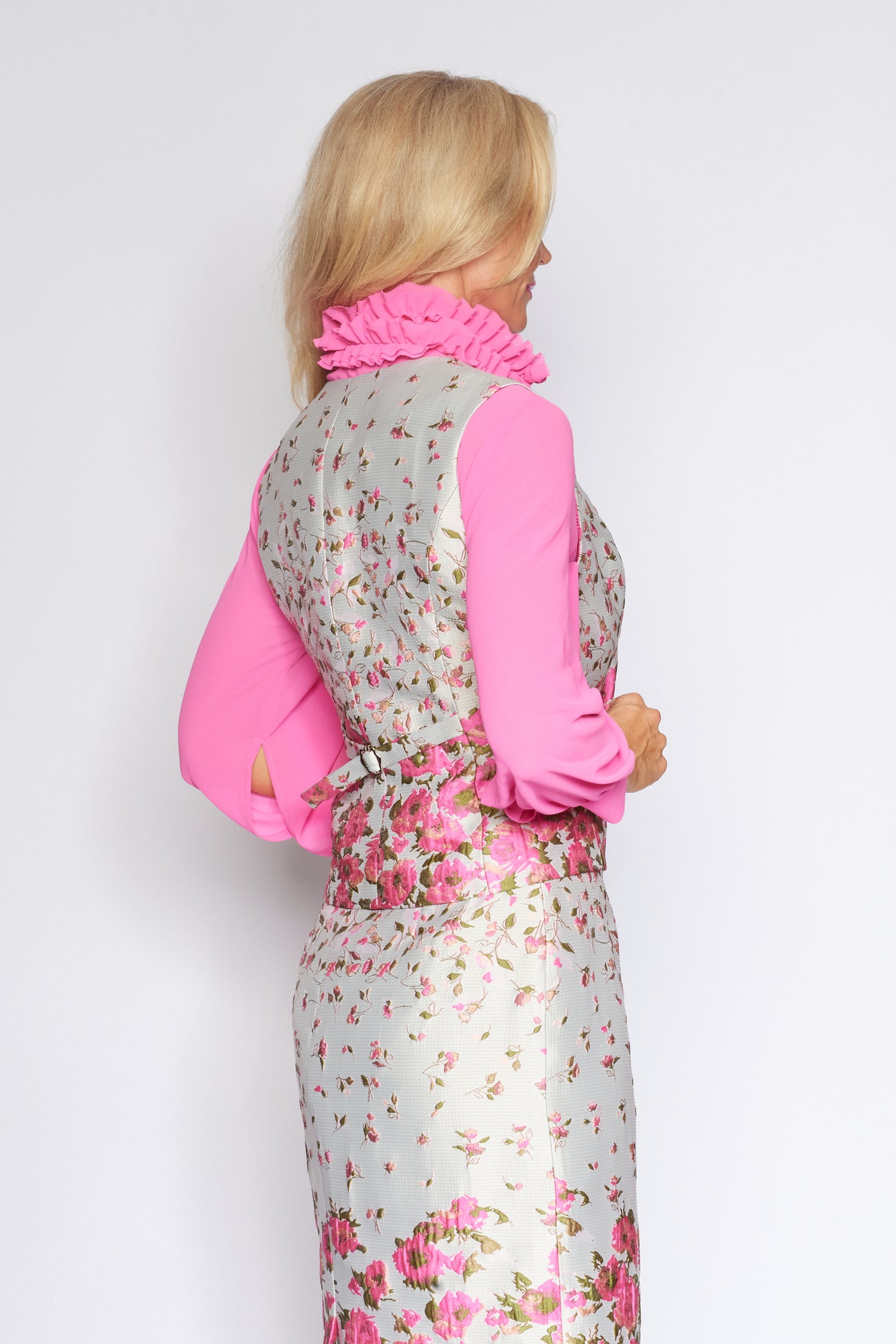 Pink Floral Brocade Suit