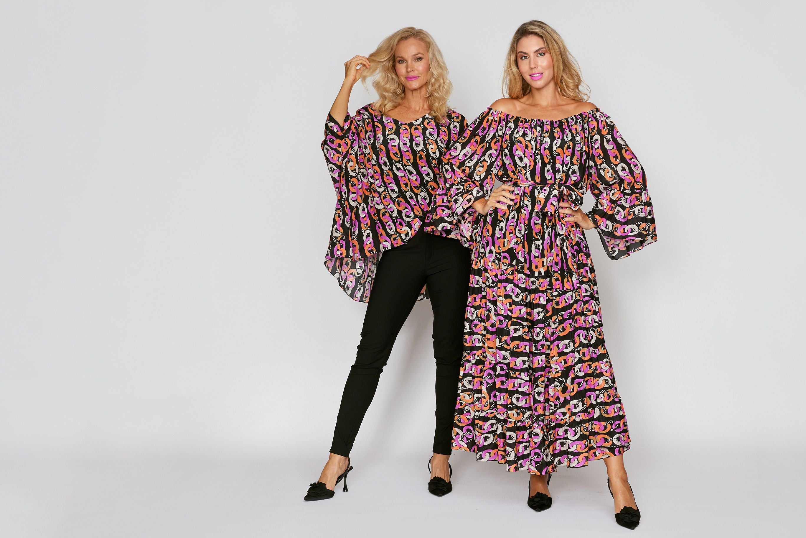 Chain Link Print Gypsy Dress