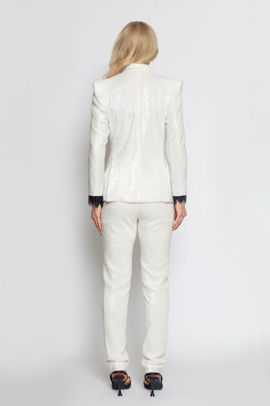 White Glossy Sequin Suit