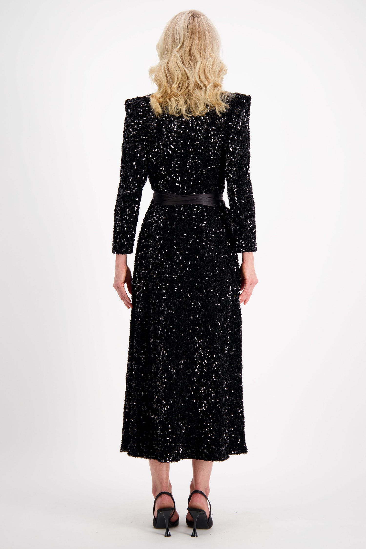 Black Velvet Sequin Wrap dress