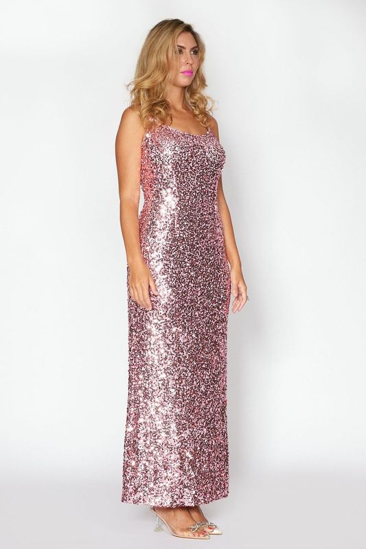 Pink Sequin Slip Dress