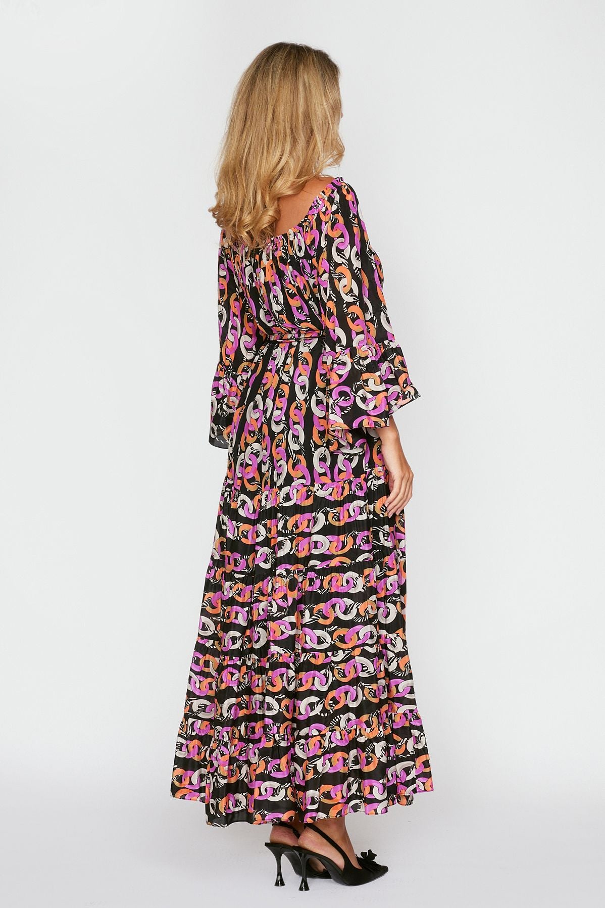 Chain Link Print Gypsy Dress