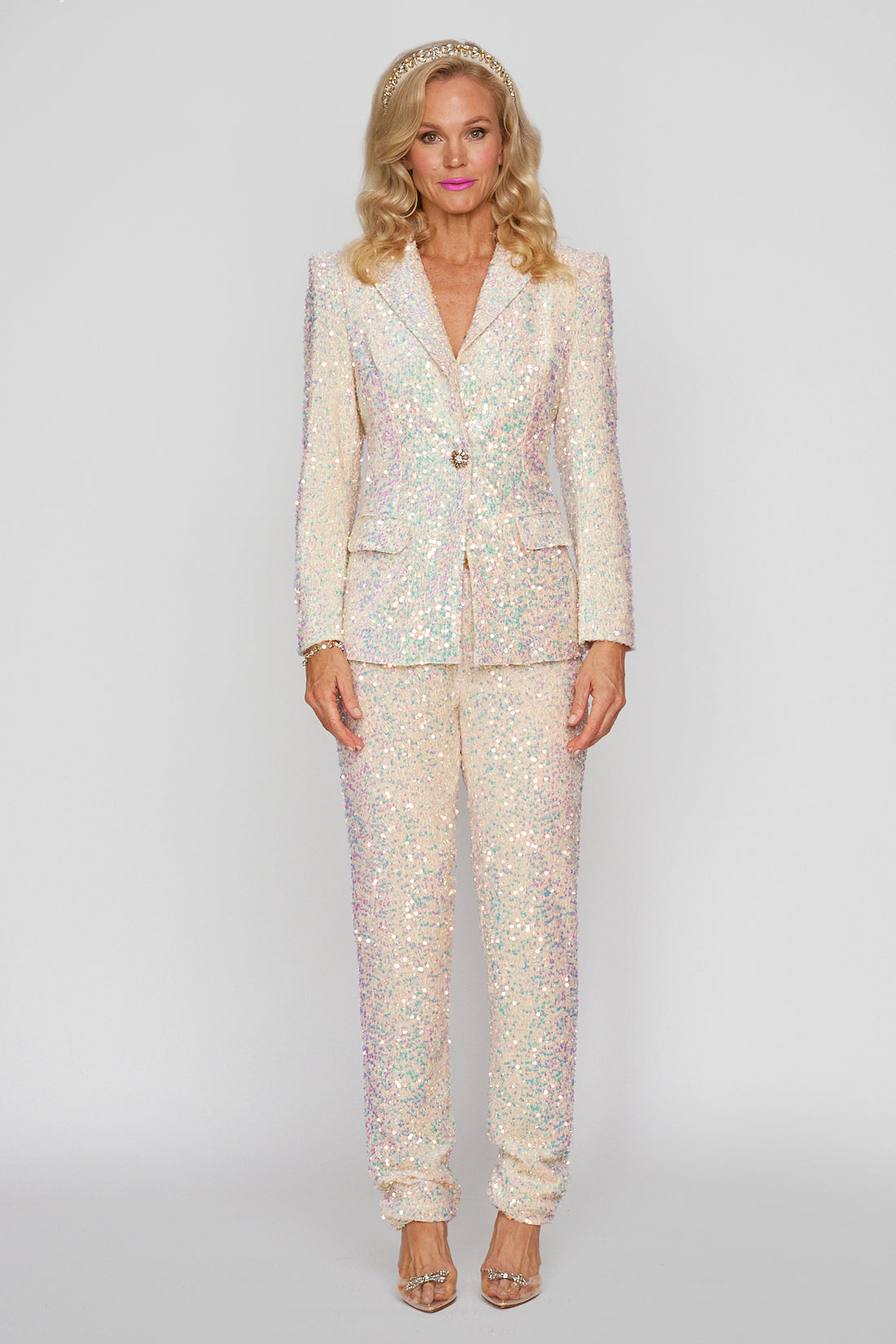 Gelato Cream Velvet Sequin Jacket