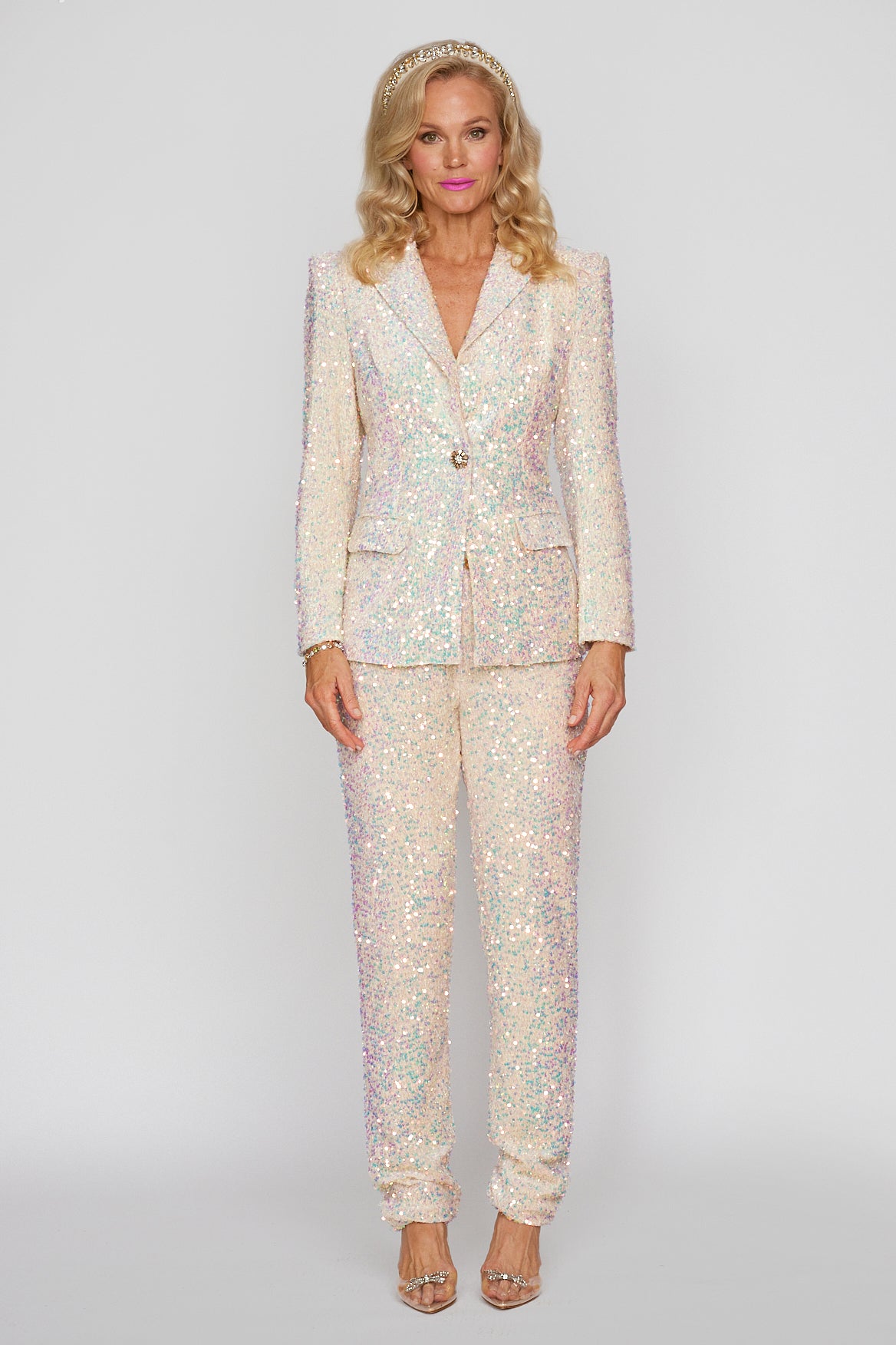 Gelato Cream Velvet Sequin Jacket